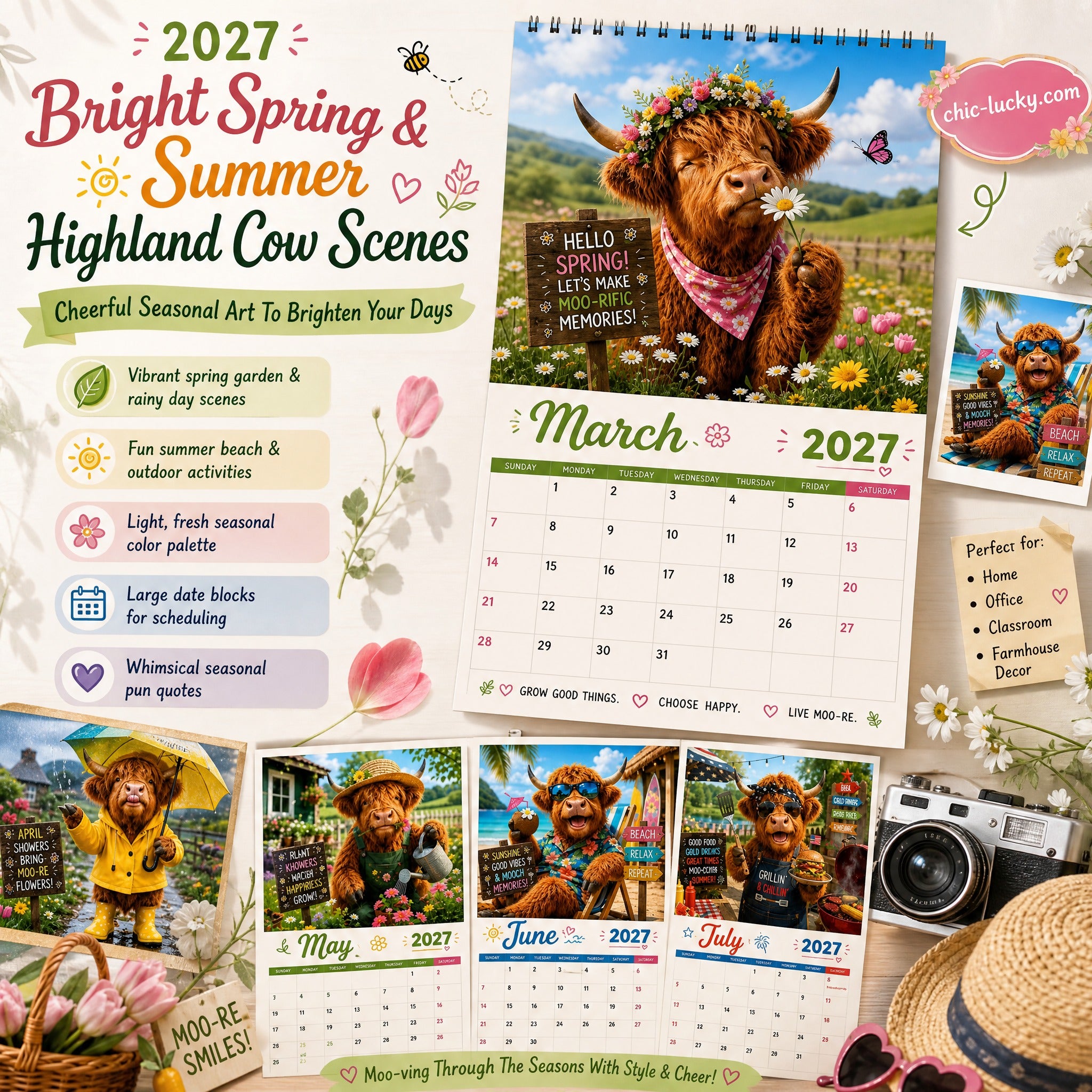 ⏳LAST DAY SALE ONLY ￡12.99!!🔥2027 Funny Highland Cow Wall Calendar | A4 Hanging Calendar | Designed by Isabel Kline