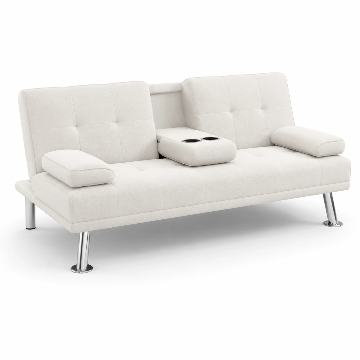 Sofa de dos plazas con consola central color beige