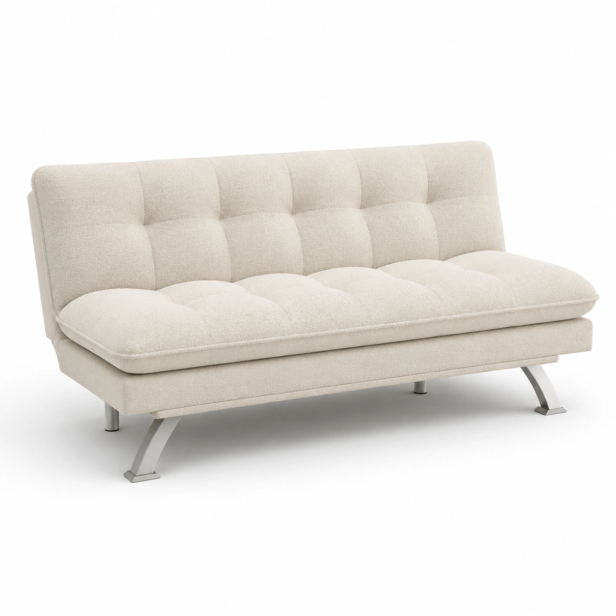 Sofa cama con patas metalicas color beige
