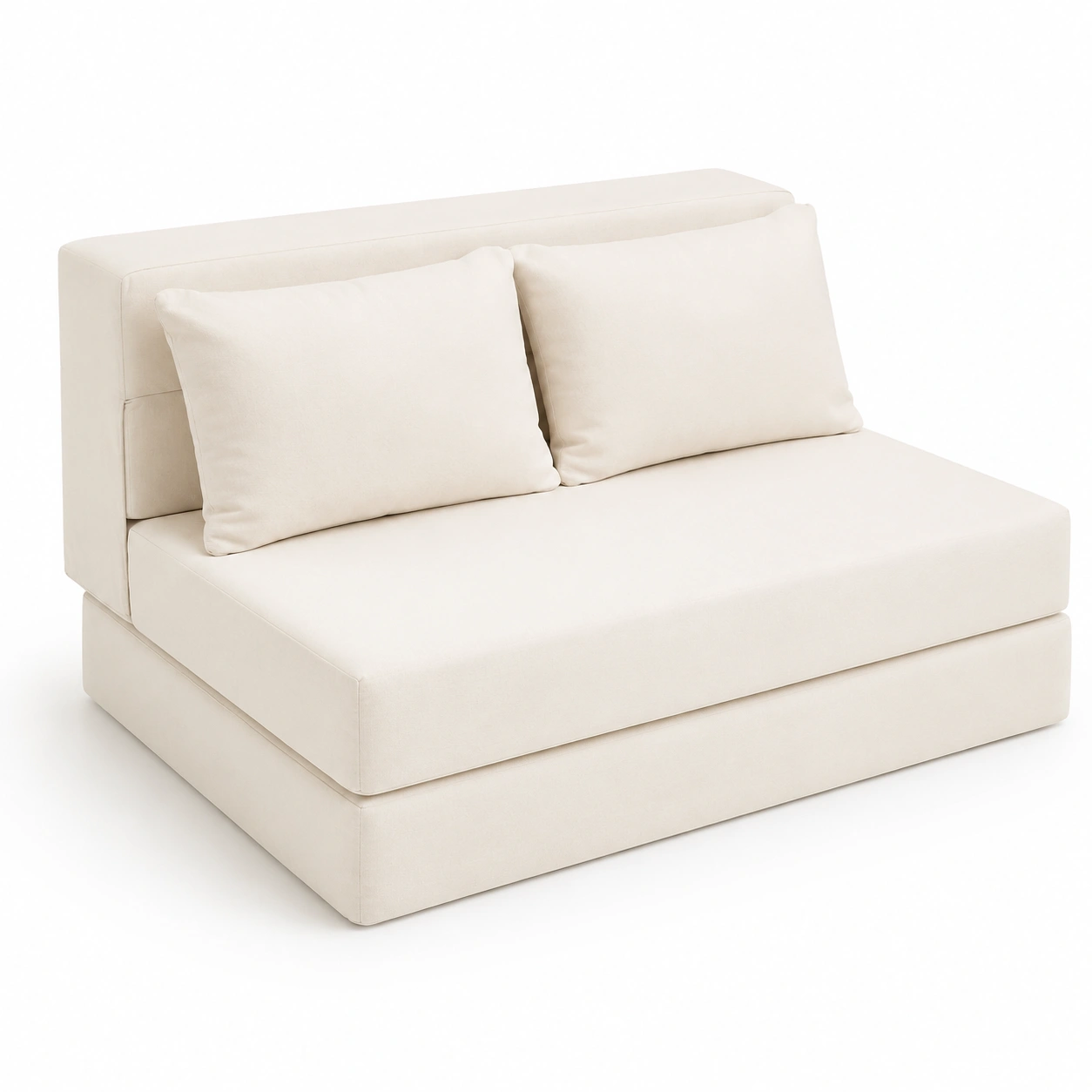 Sofa cama de dos plazas sin brazos color marfil