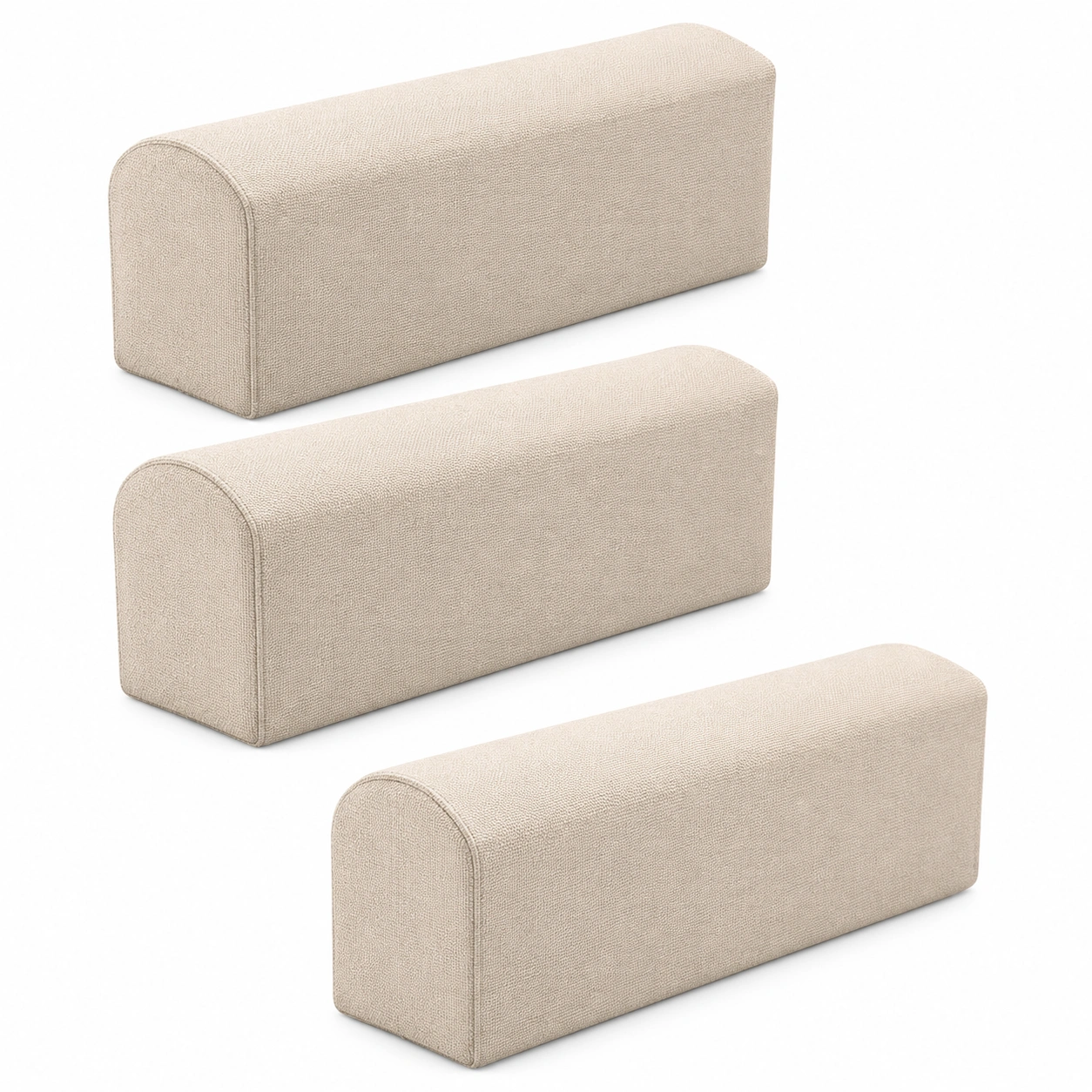 Set de tres cojines para reposabrazos color beige