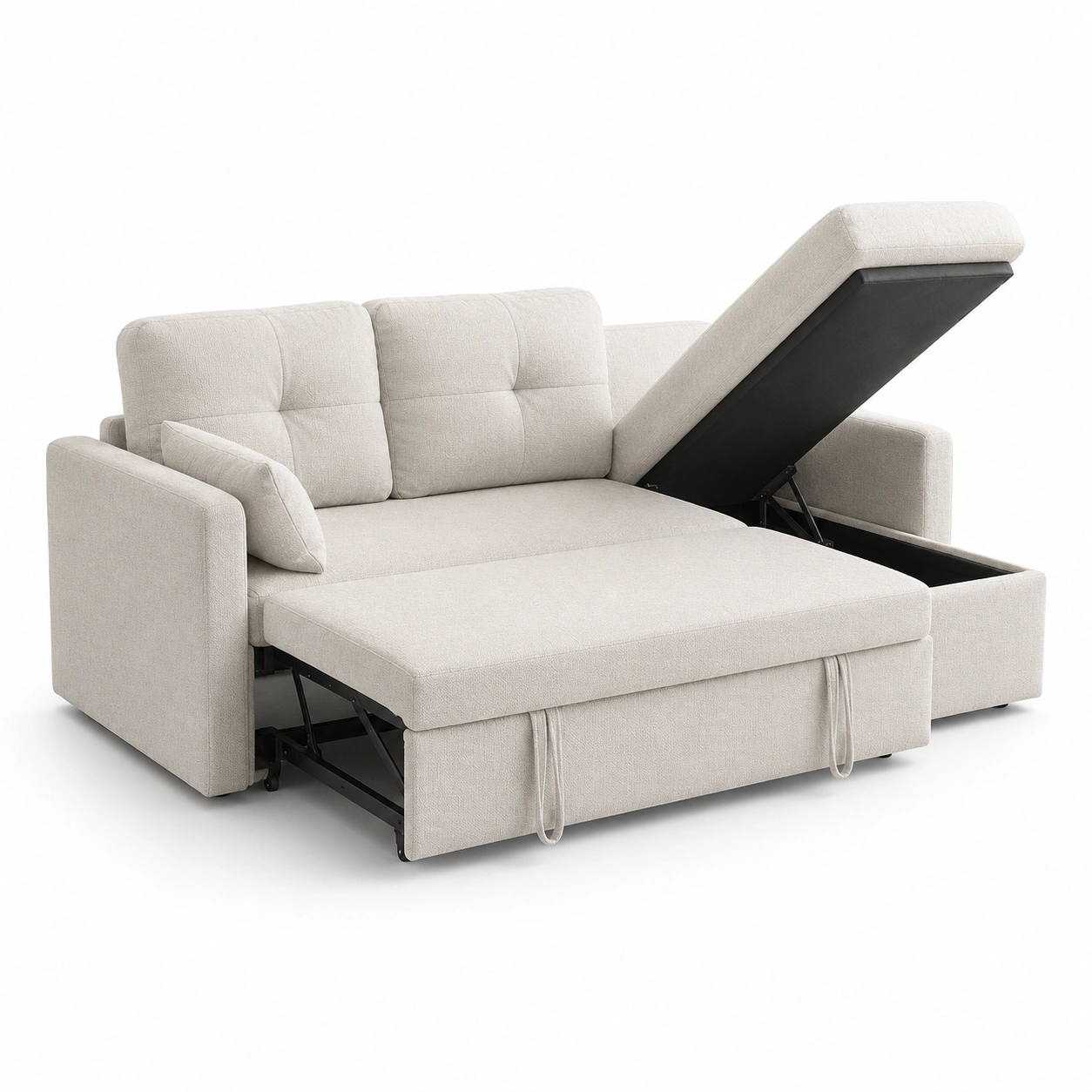 Sofa cama con almacenaje color beige
