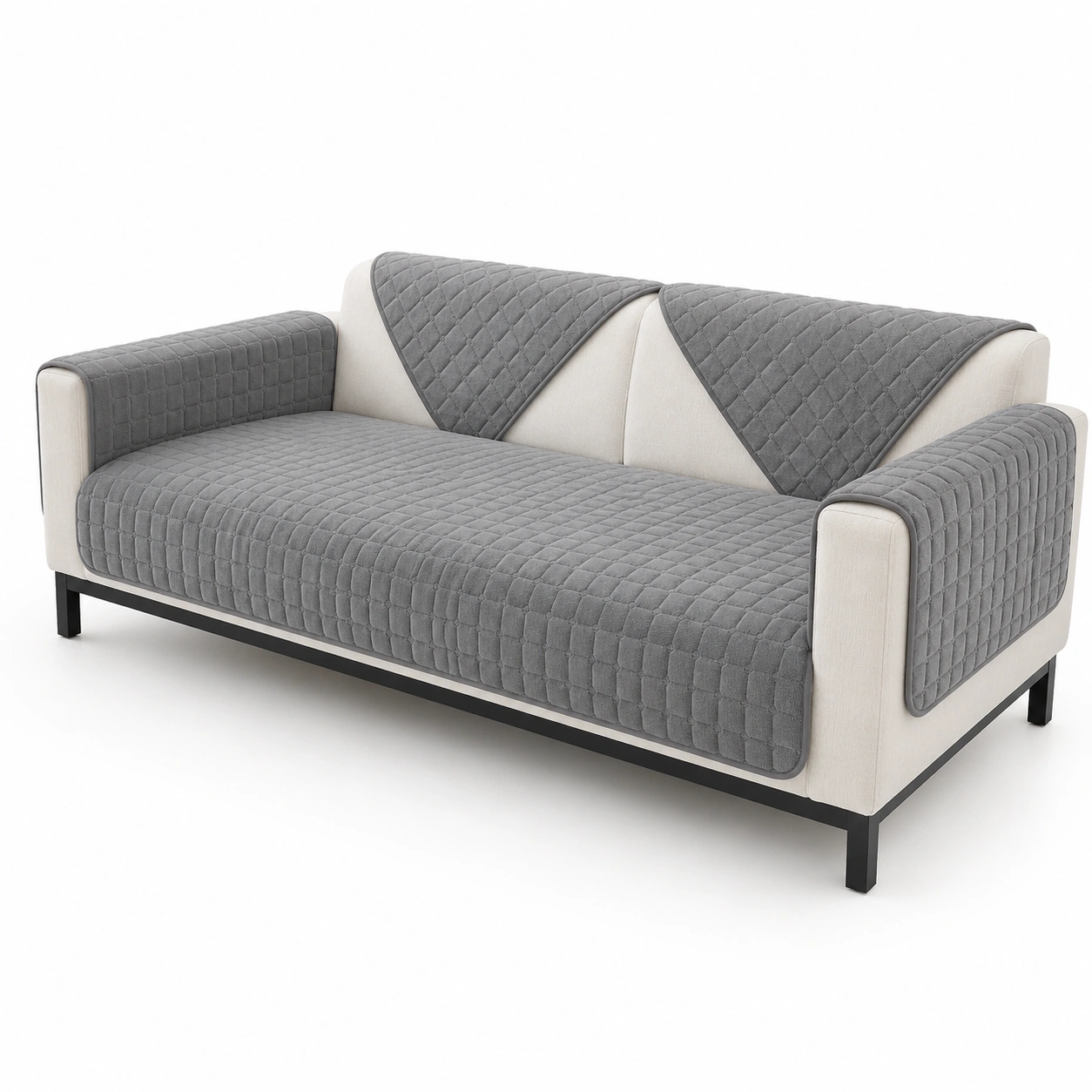 Protector acolchado para sofa gris