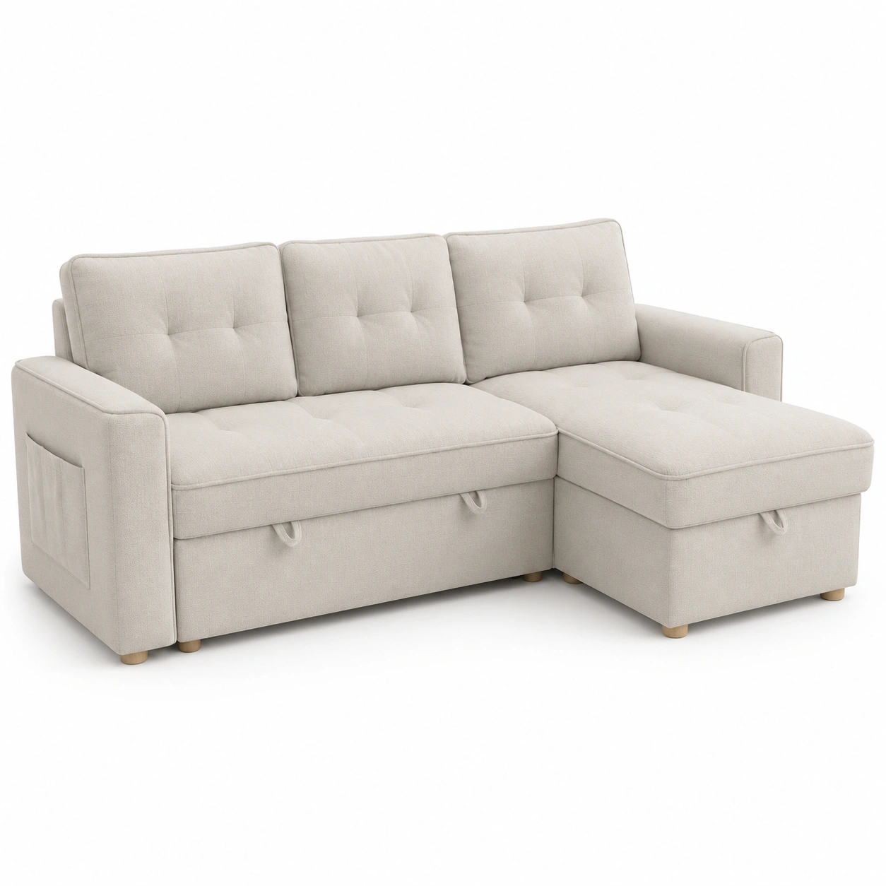 Sofa esquinero con almacenamiento color marfil