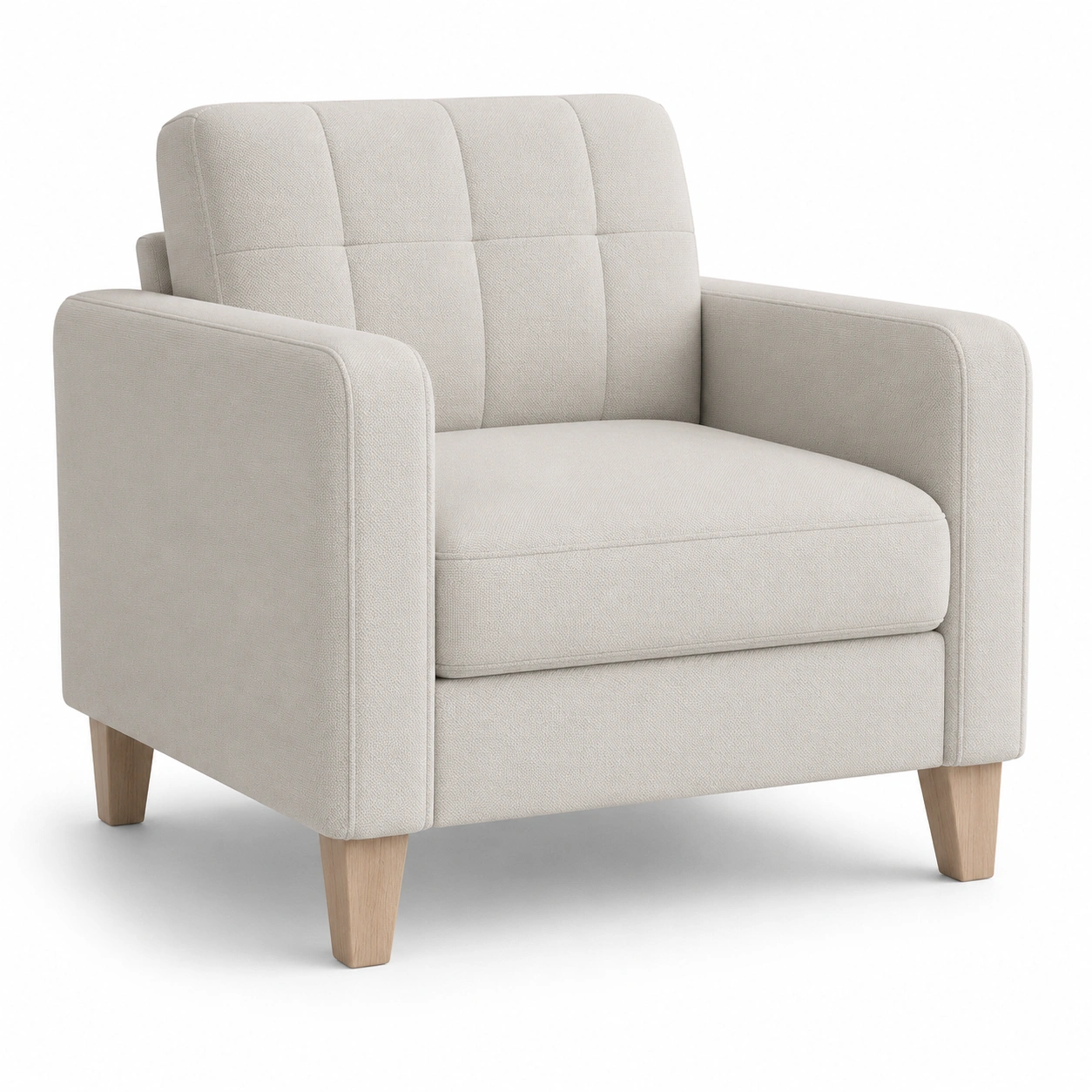 Sillon tapizado de brazos rectos color marfil