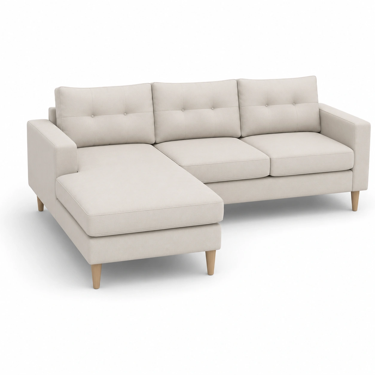 Sofa esquinero con chaise longue color marfil