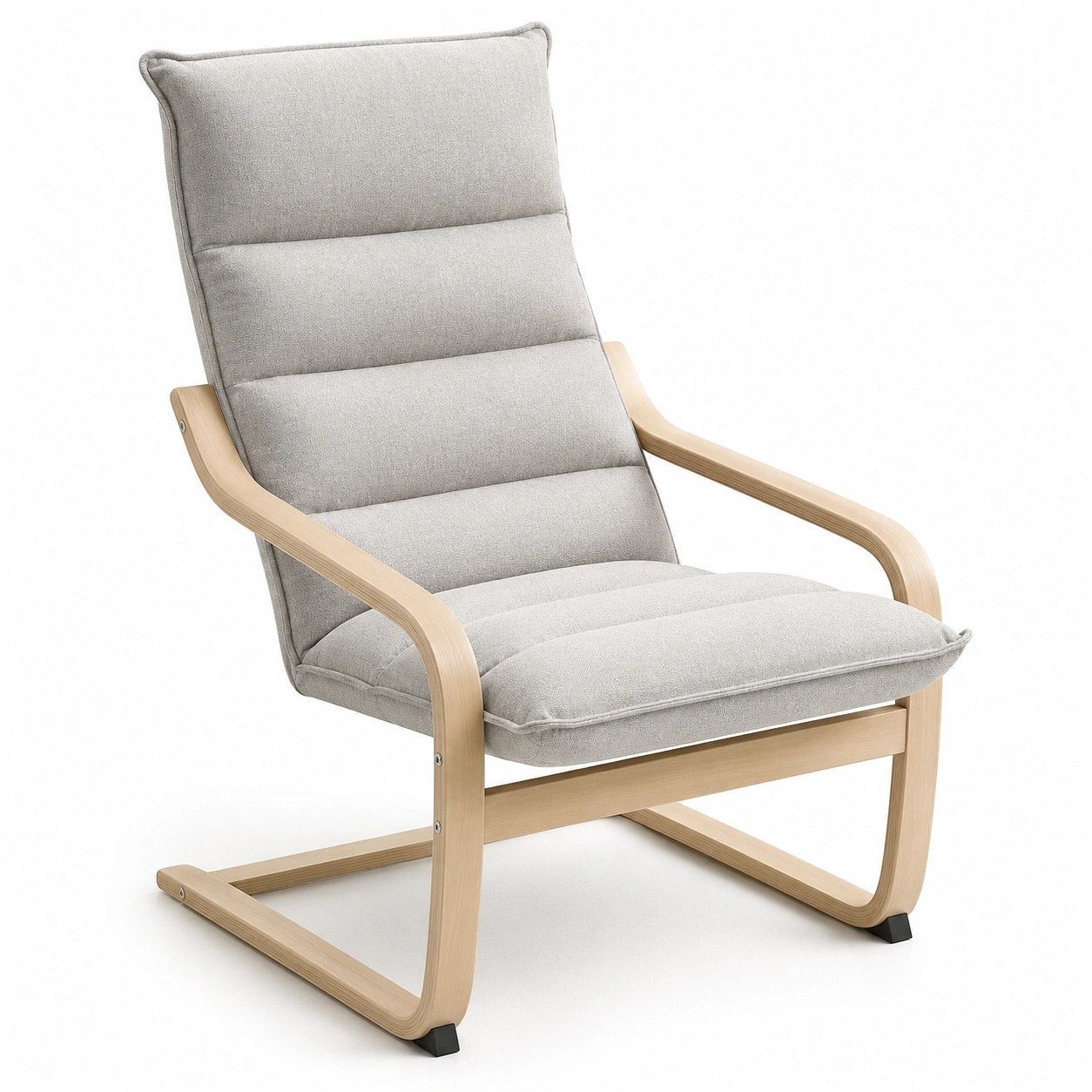 Sillon reclinable de tela gris con estructura curvada