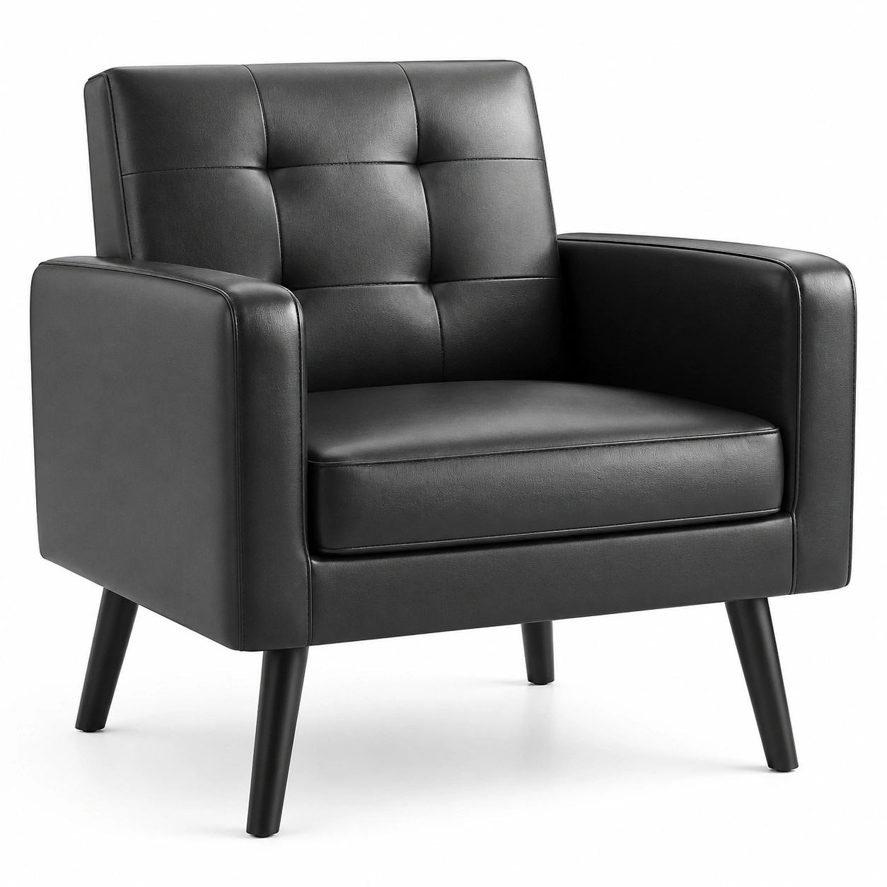 Sillon tapizado negro con reposabrazos