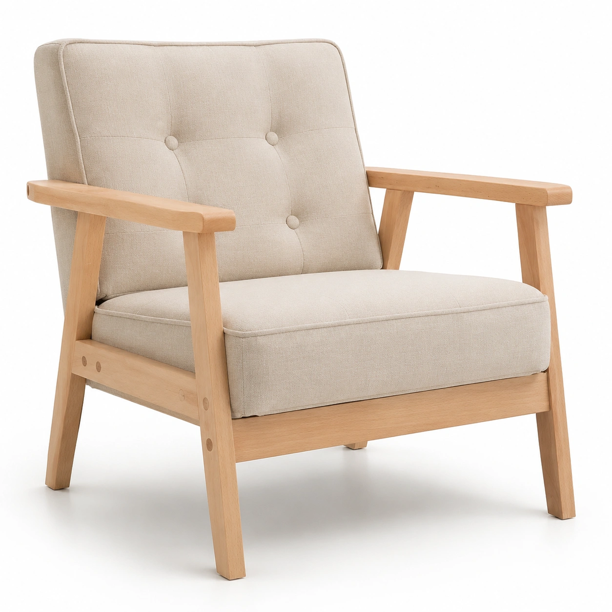 Sillon de descanso con estructura de madera color marfil