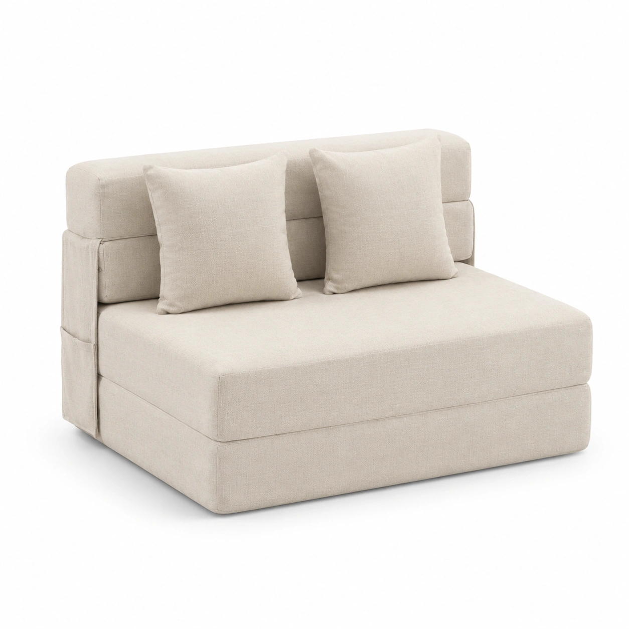Sofa cama plegable de dos plazas color marfil
