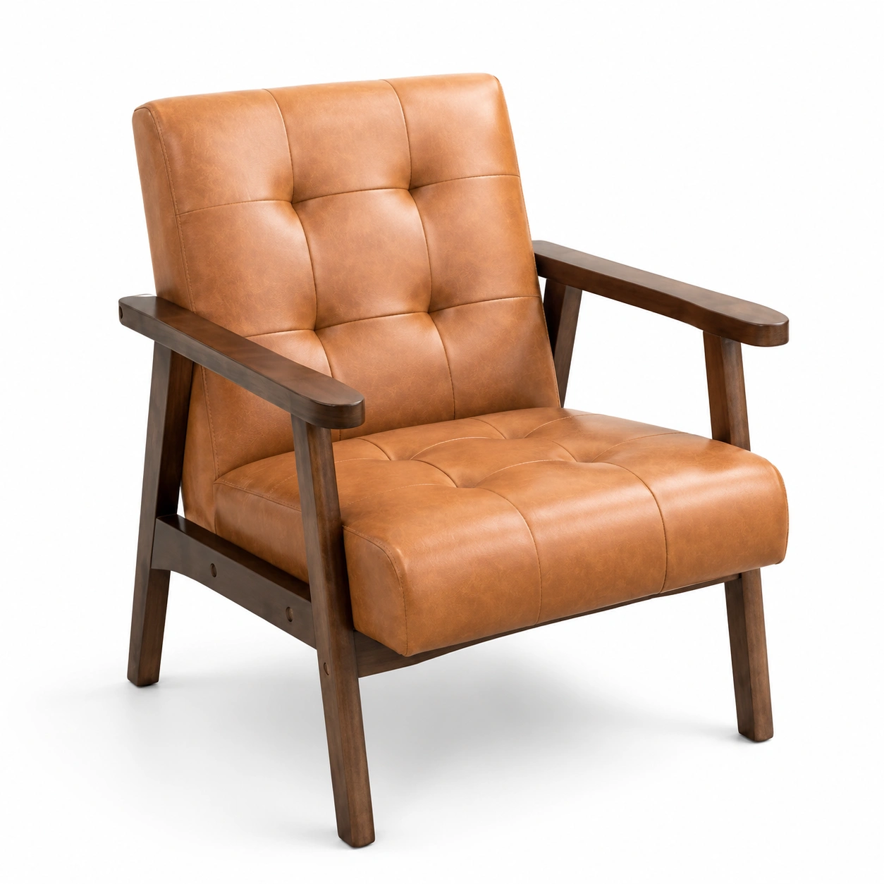 Silla tapizada cuero marron