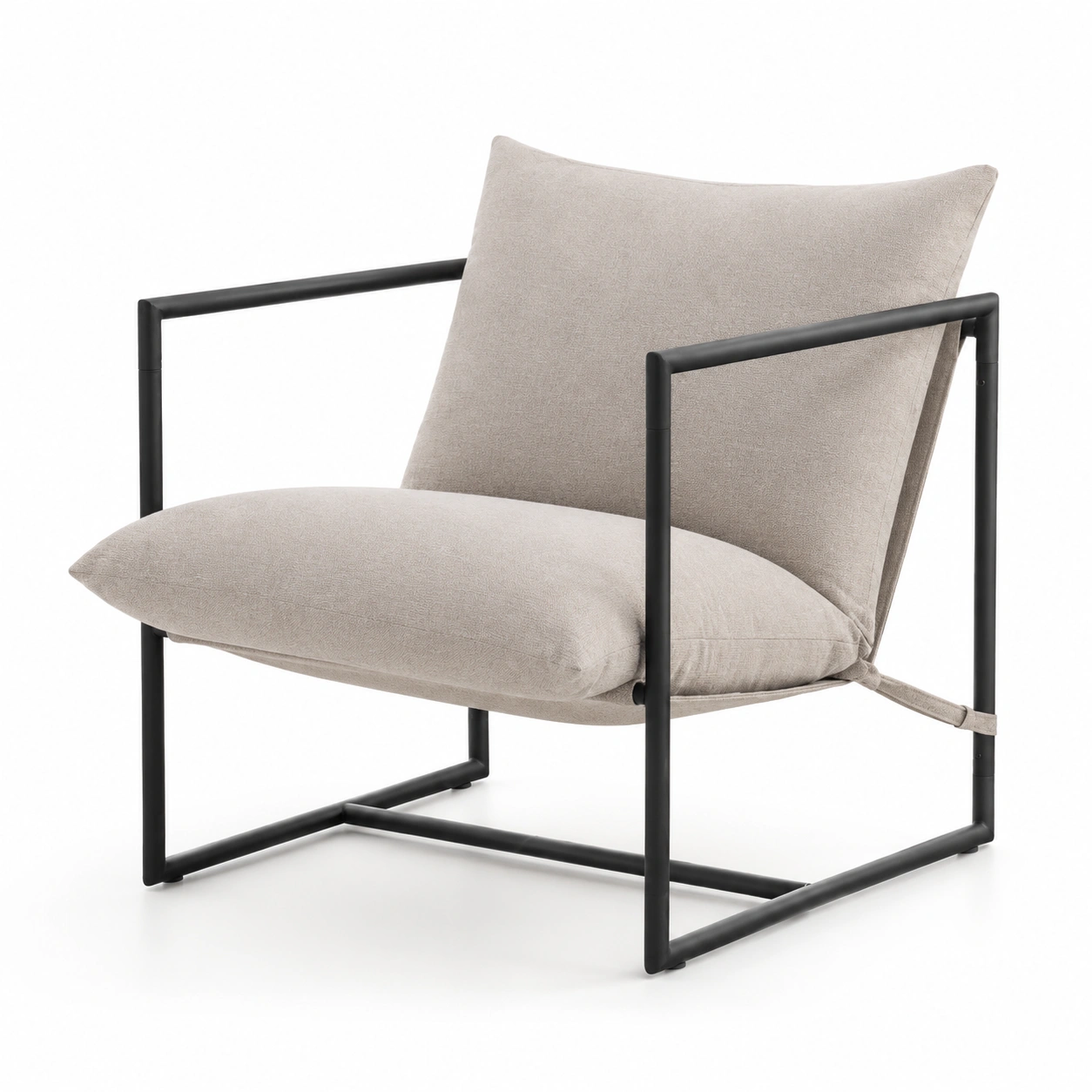 Silla beige estructura metal