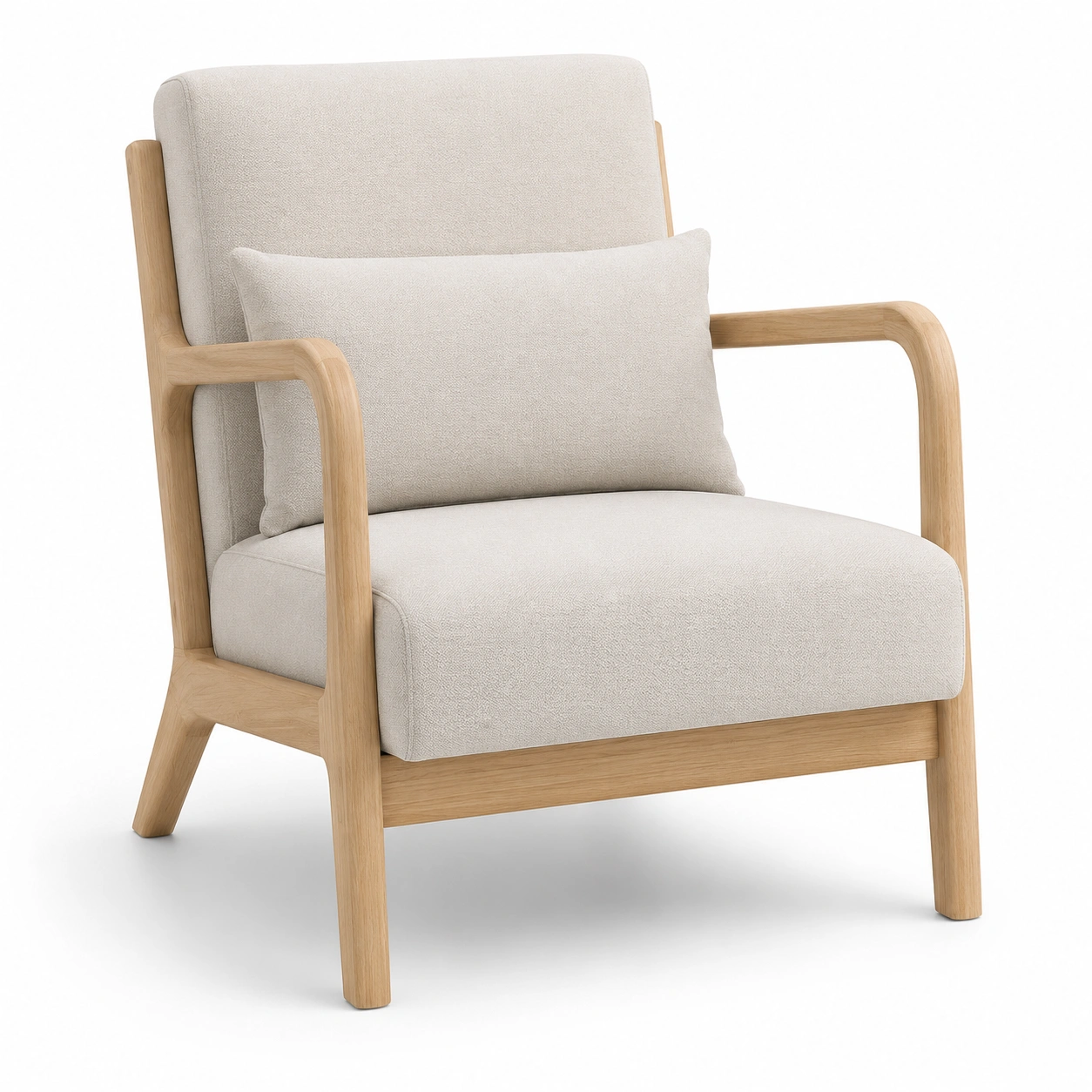 Silla beige marco madera