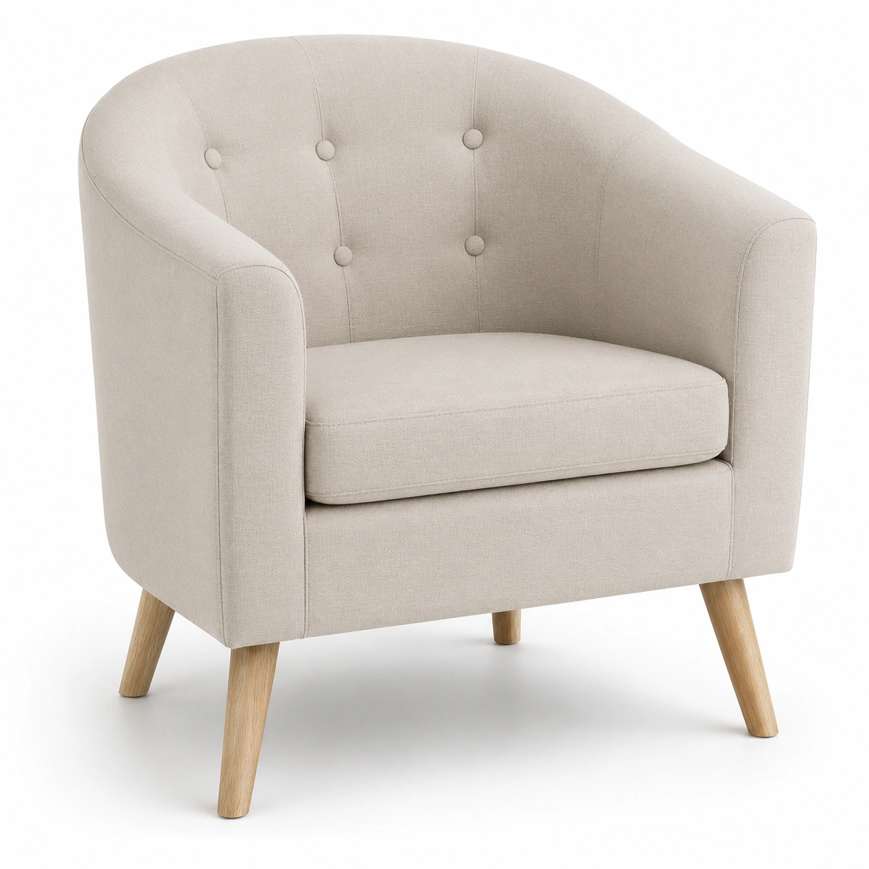 Sillon individual tipo barril tapizado beige claro