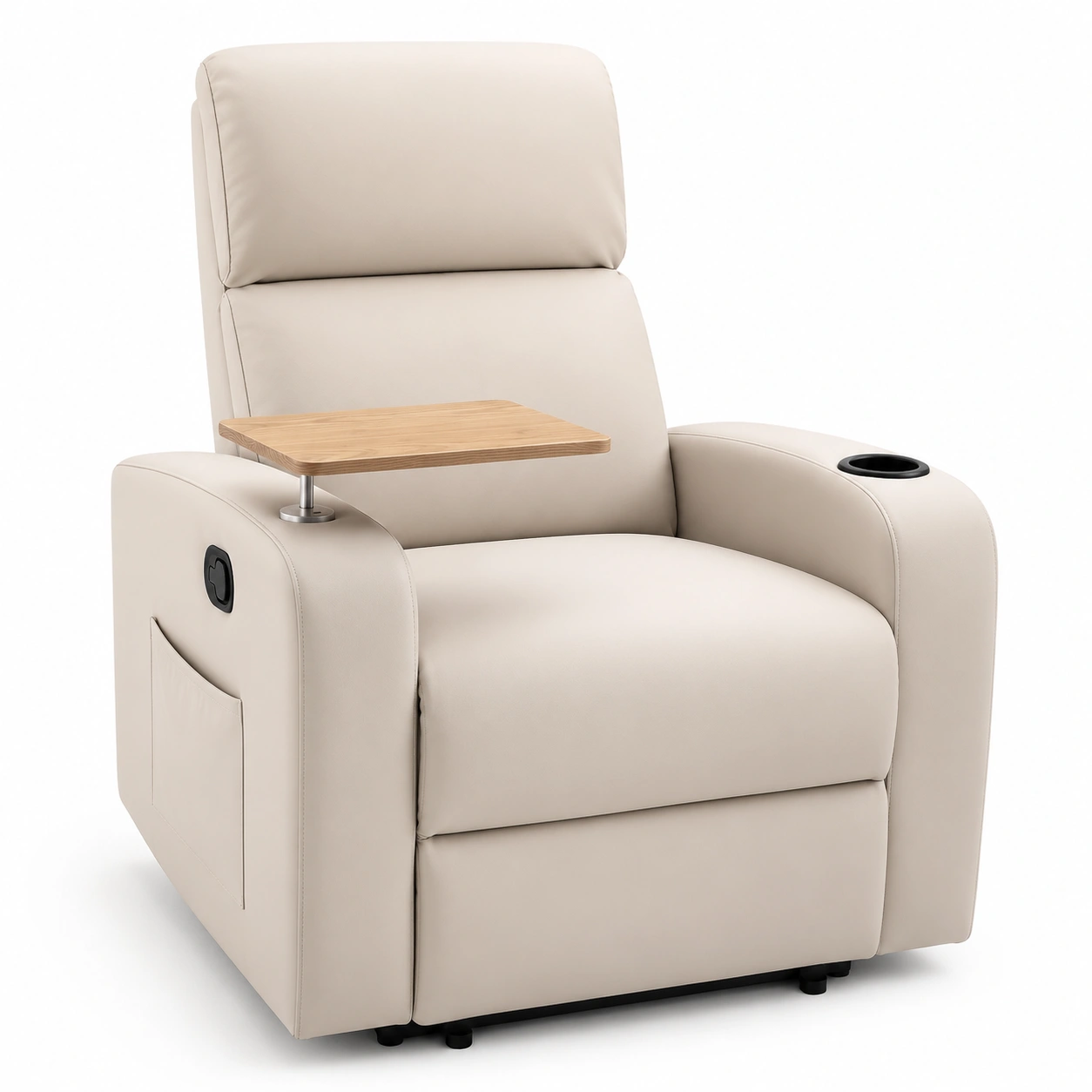 Sillon reclinable funcional beige con mesa lateral