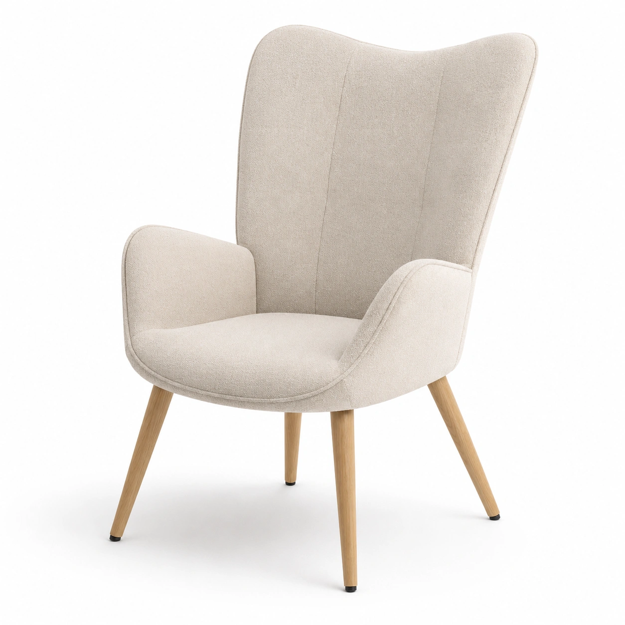 Silla de respaldo alto tapizada beige claro