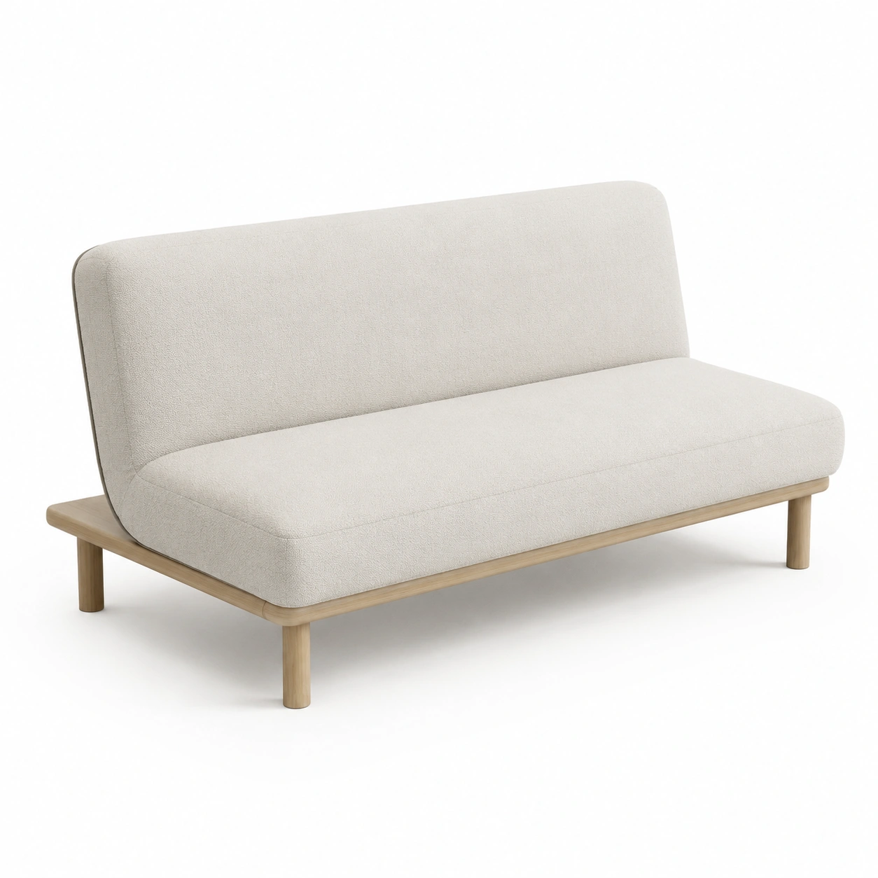 Sofa de 2 plazas con estructura de madera color marfil