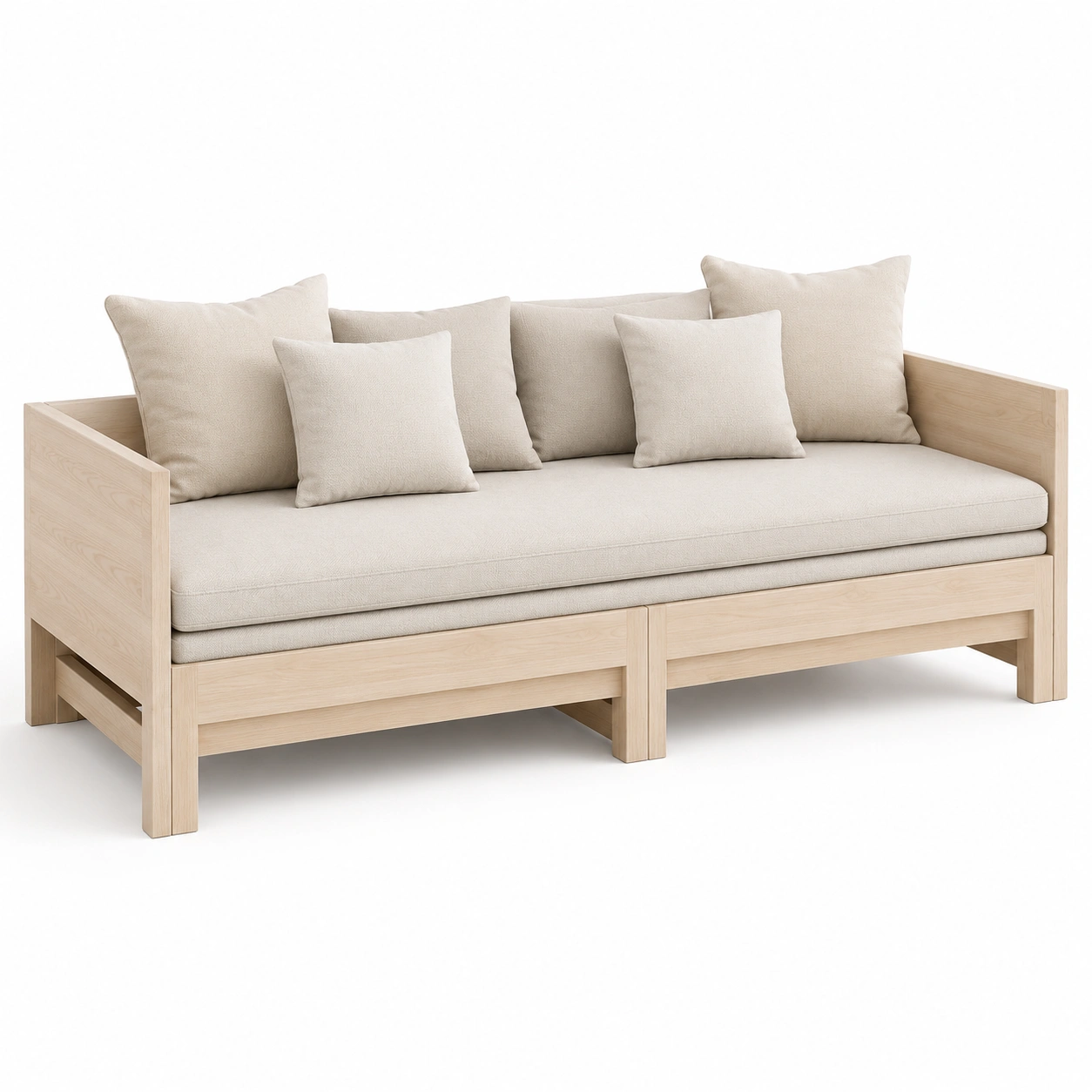 Sofa cama de dos plazas con estructura de madera