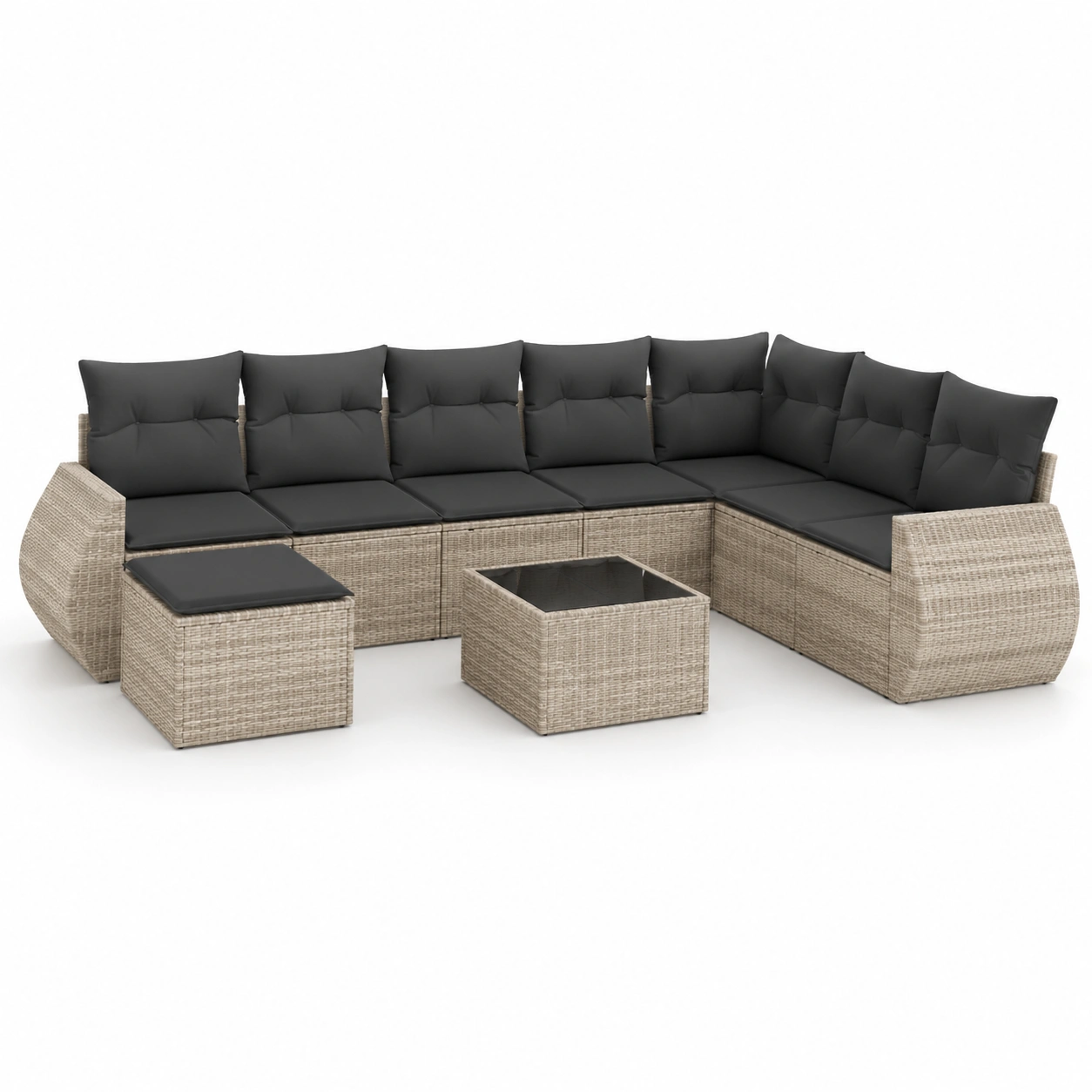 Sofa esquinero de ratan para 7 personas
