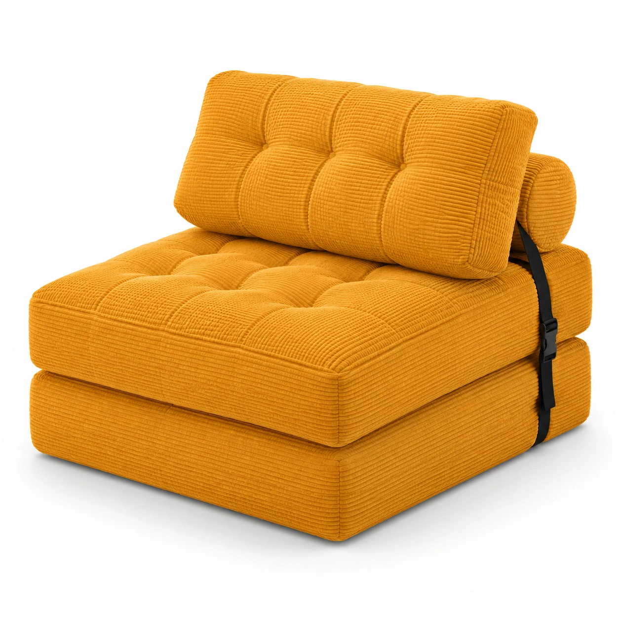 Sofa cama plegable de pana amarillo