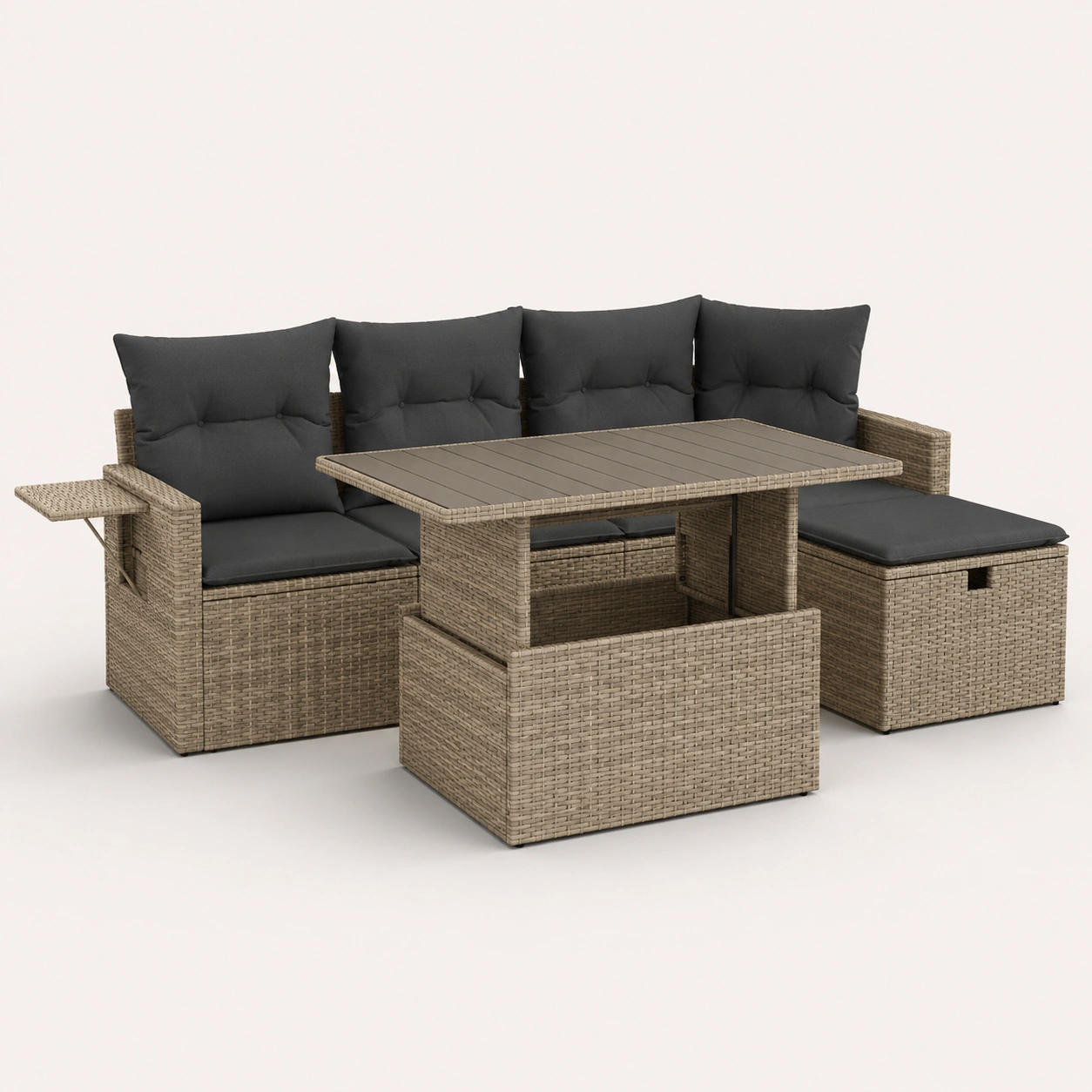 Conjunto de comedor exterior para 4 personas con sofa