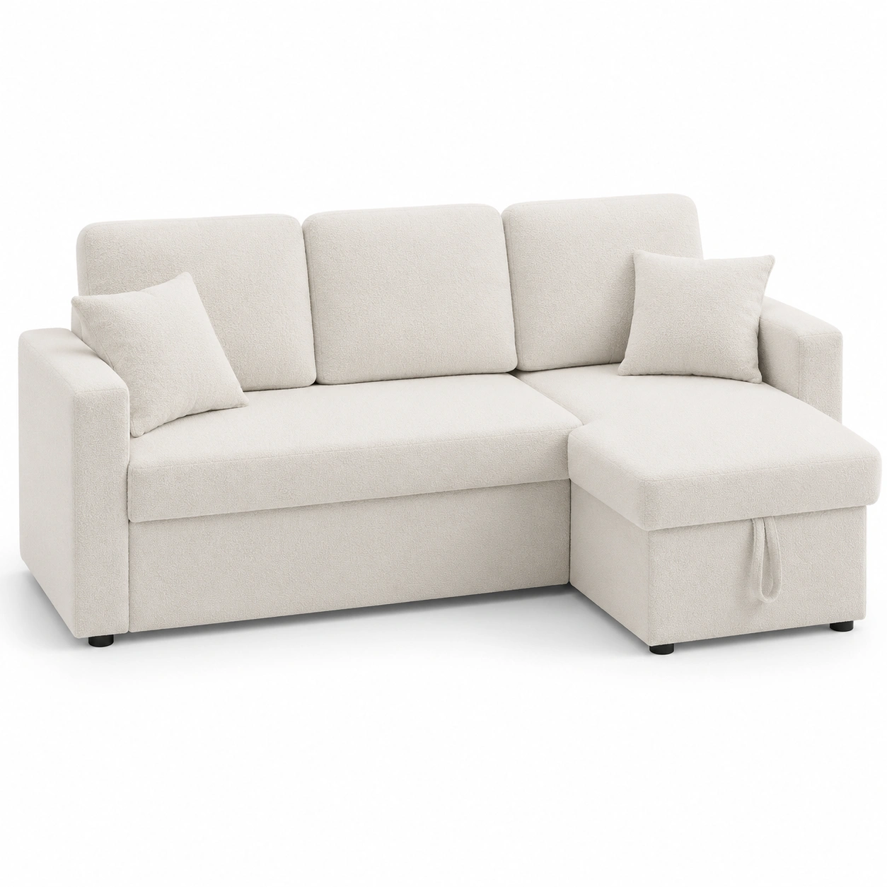 Sofa con chaise longue y almacenamiento color beige