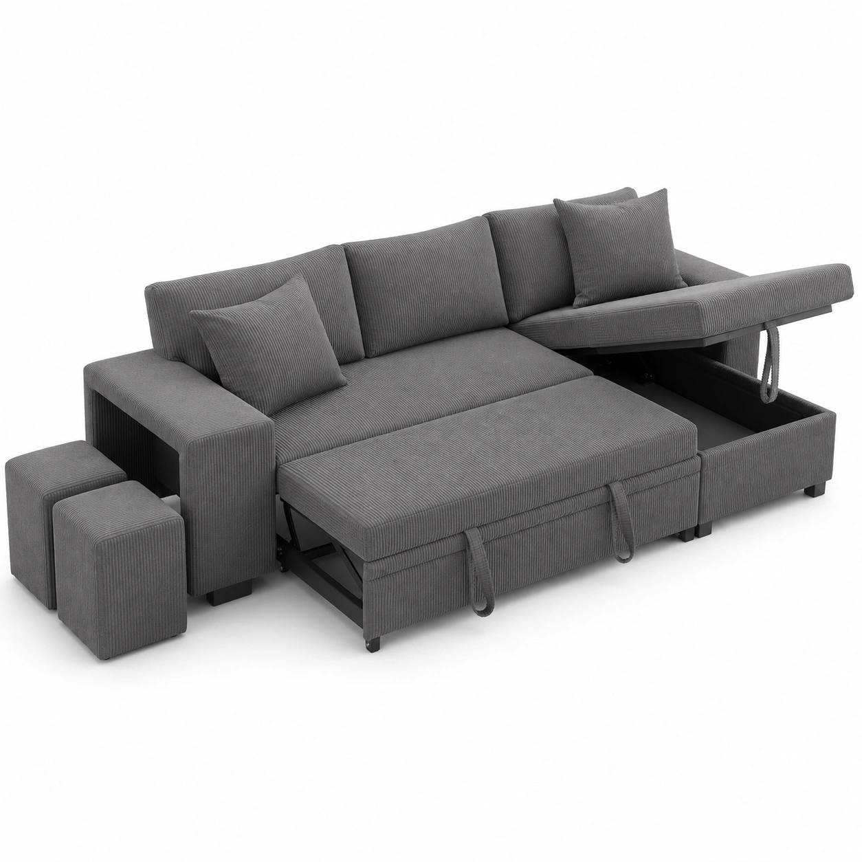 Sofa cama con almacenamiento gris