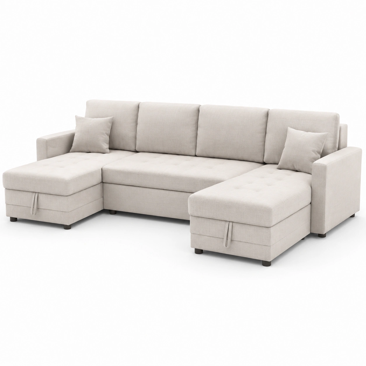 Sofa en U con almacenamiento color beige