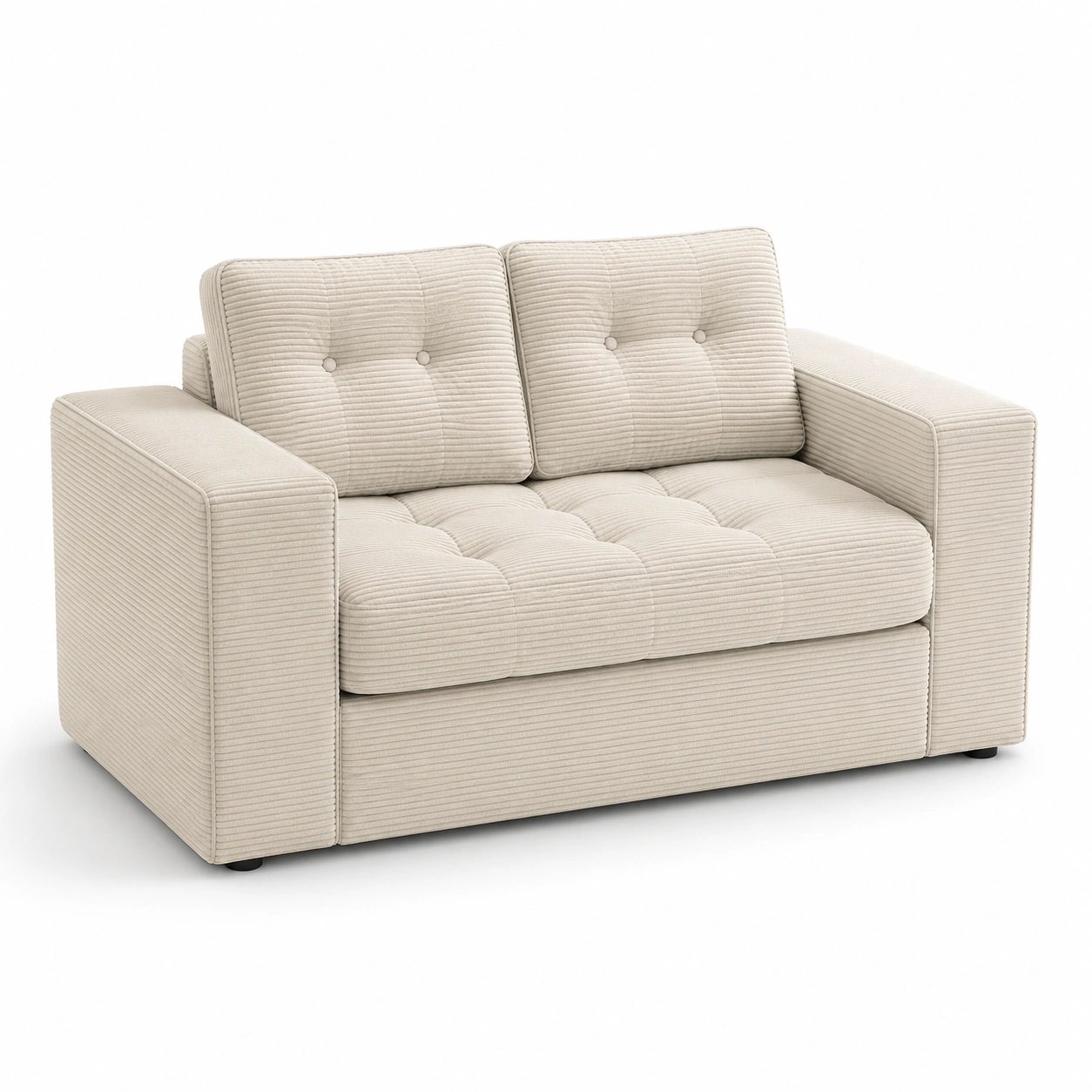 Sofa de dos plazas de pana color beige