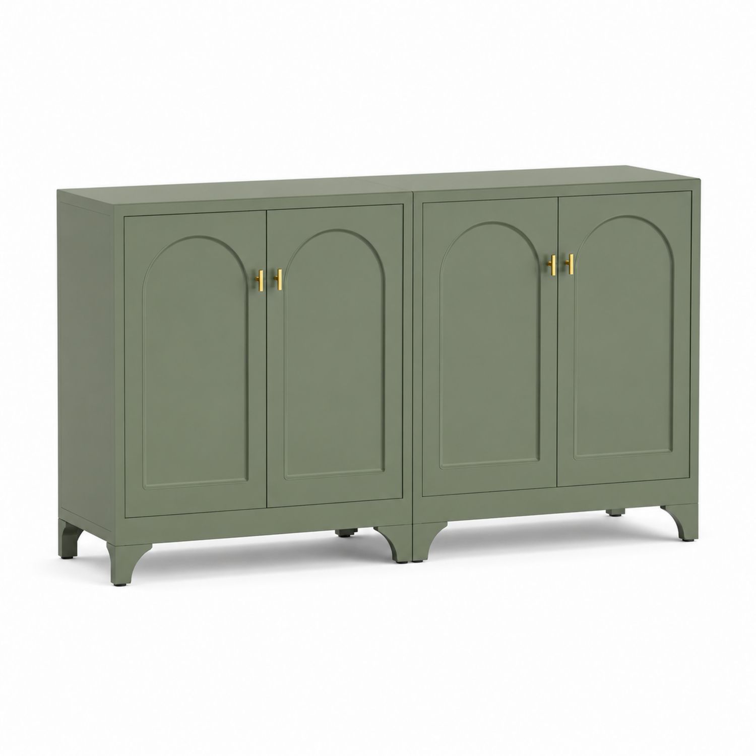 Aparador rectangular de MDF Verde con tiradores dorados