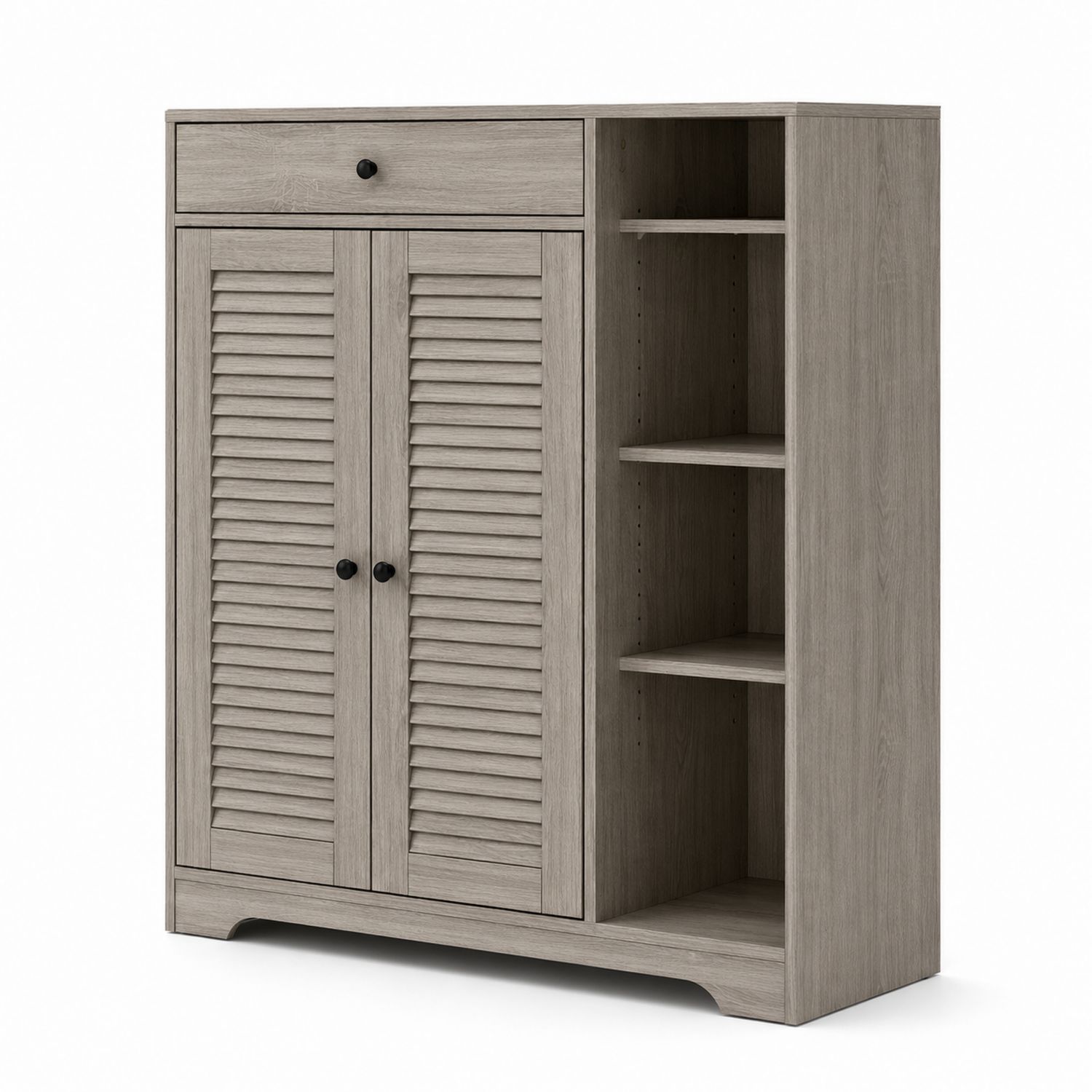 Armario Zapatero de Madera con Puertas y Estantes 90x35x120 cm Gris