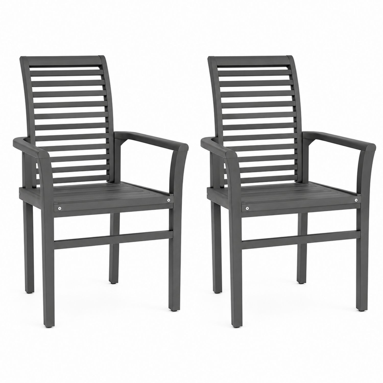 Juego de 2 sillas de exterior de metal gris
