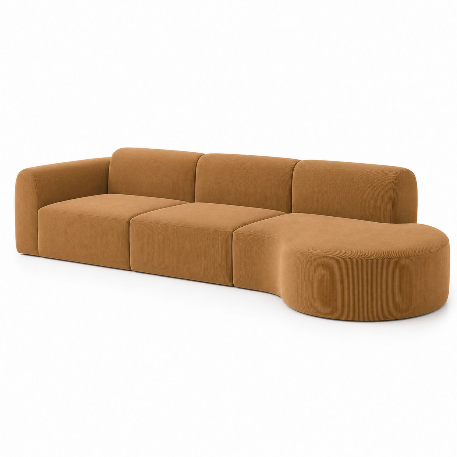Sofá modular de 4 plazas en tela marrón