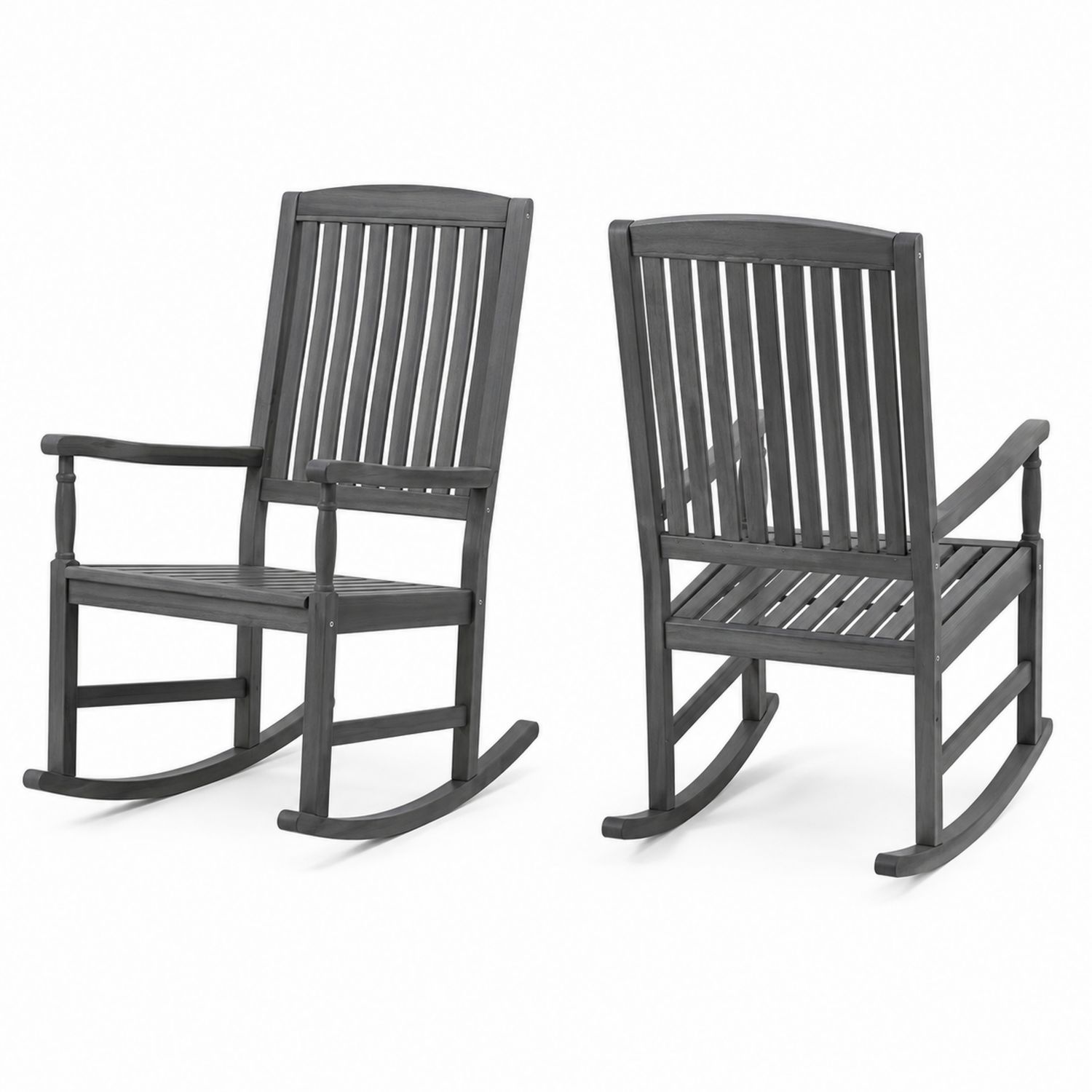 Sillas Mecedoras de Madera de Eucalipto Gris - Paquete de 2