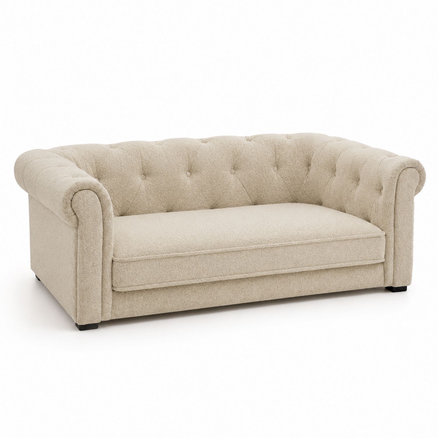Sofá Chesterfield 3 plazas tela beige 200 cm