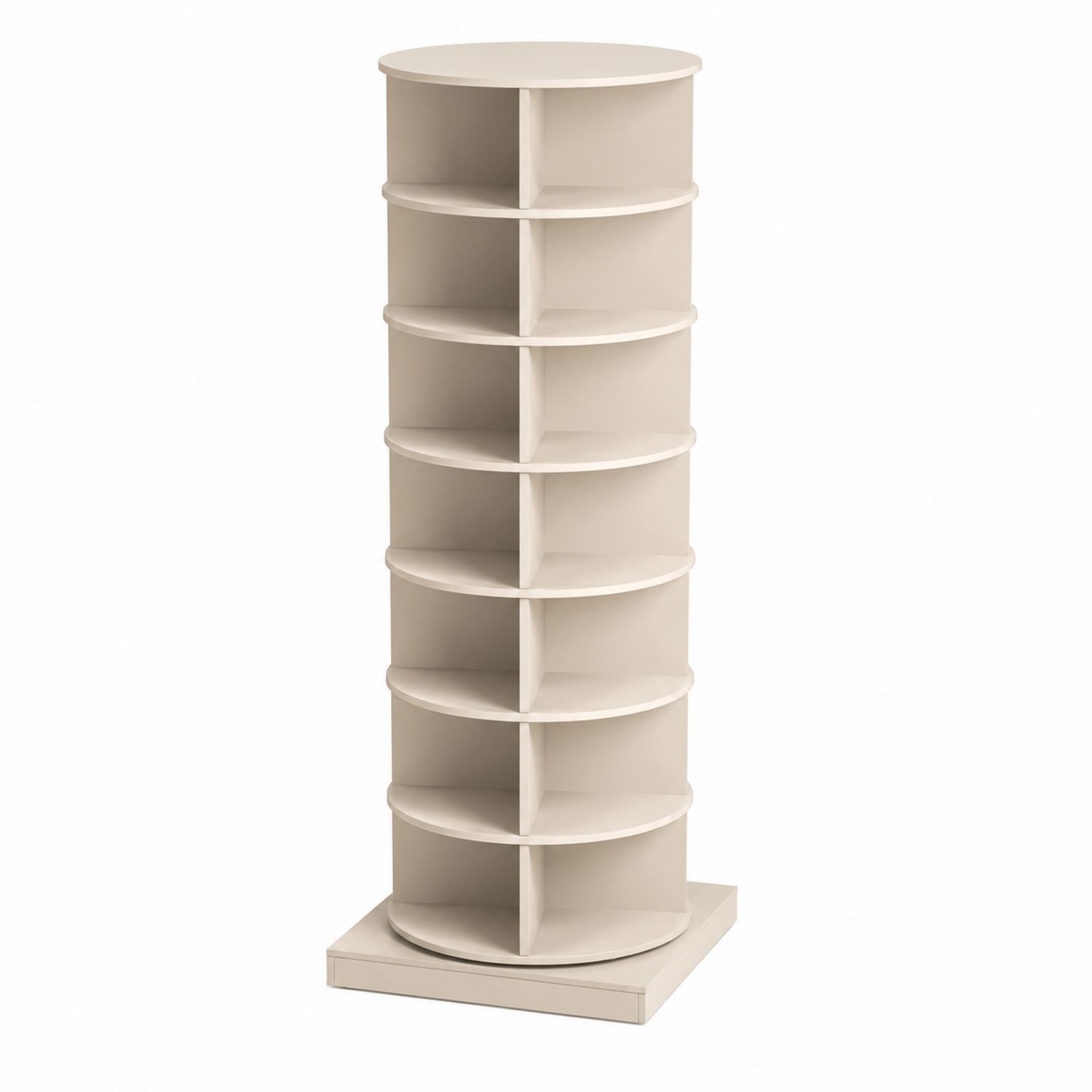Estantería giratoria cilíndrica de MDF Beige