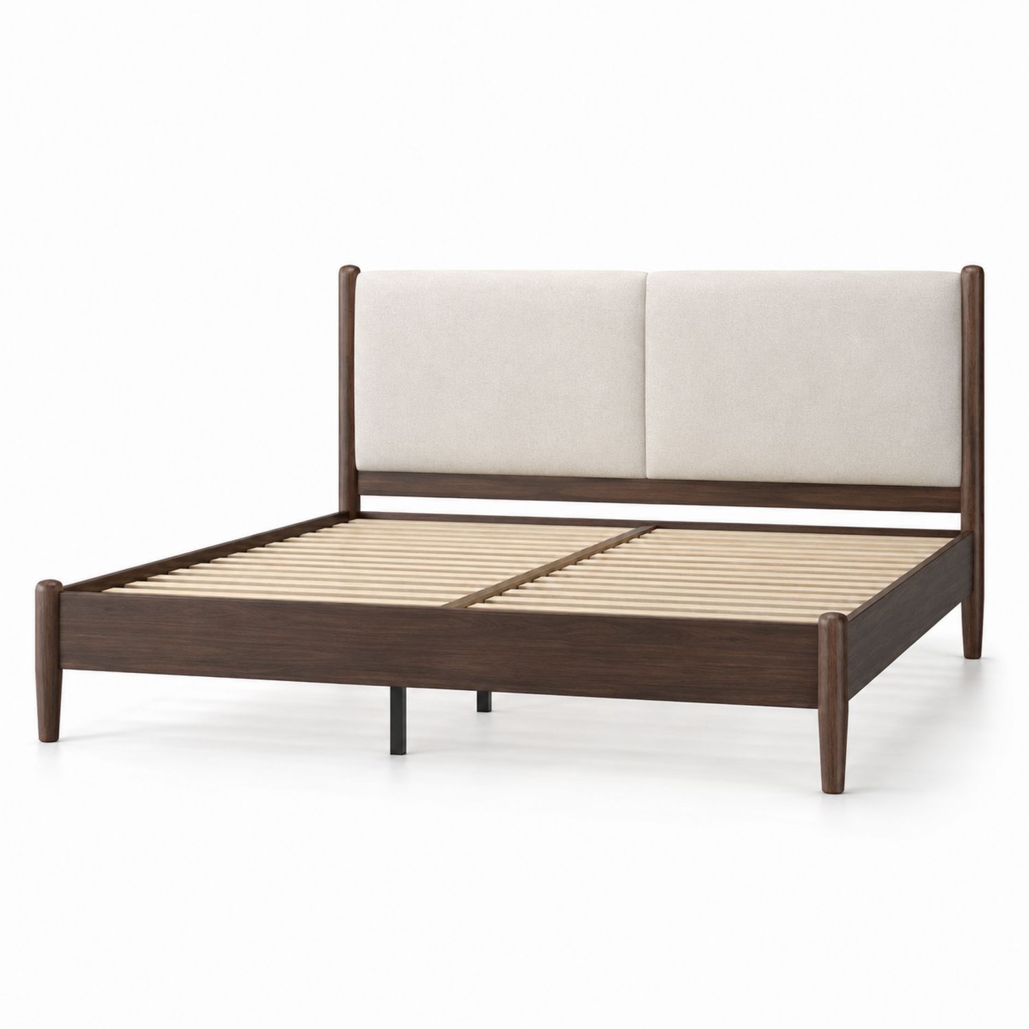 Cama de Madera con Cabecero Tapizado Beige 200x160 cm