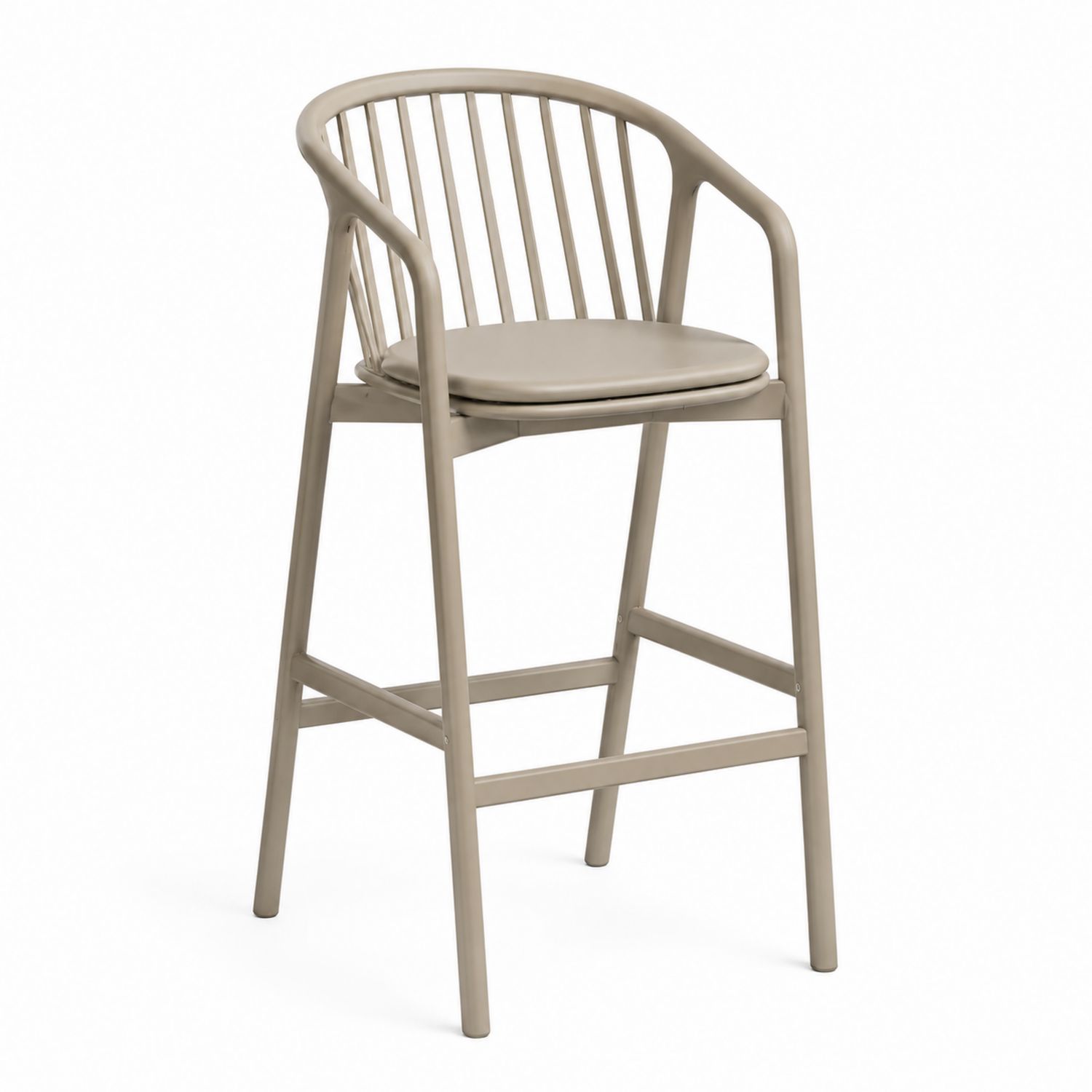 Taburete de metal con cojín de poliuretano Beige 100 cm