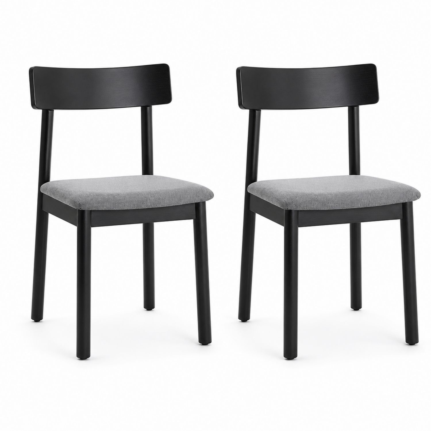 Juego de 2 sillas de comedor de madera con tapizado gris