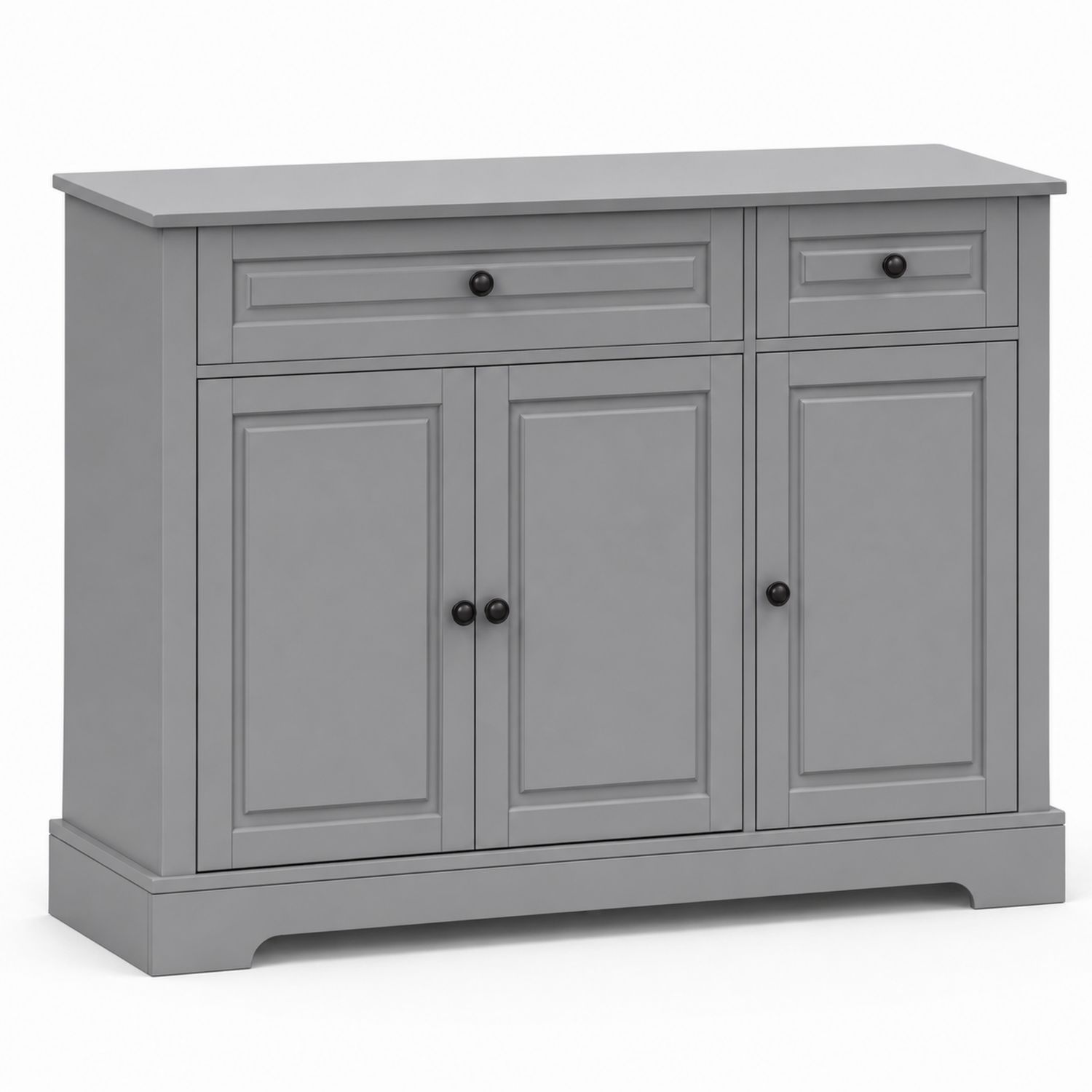 Aparador de MDF con 3 puertas y 2 cajones gris