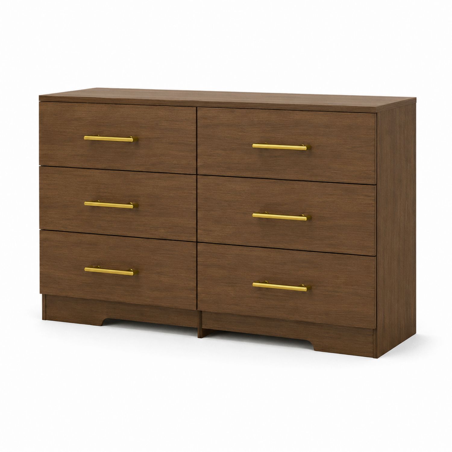 Cajonera de Madera con 6 Cajones y Tiradores de Metal Dorado 120x40x80cm Marrón