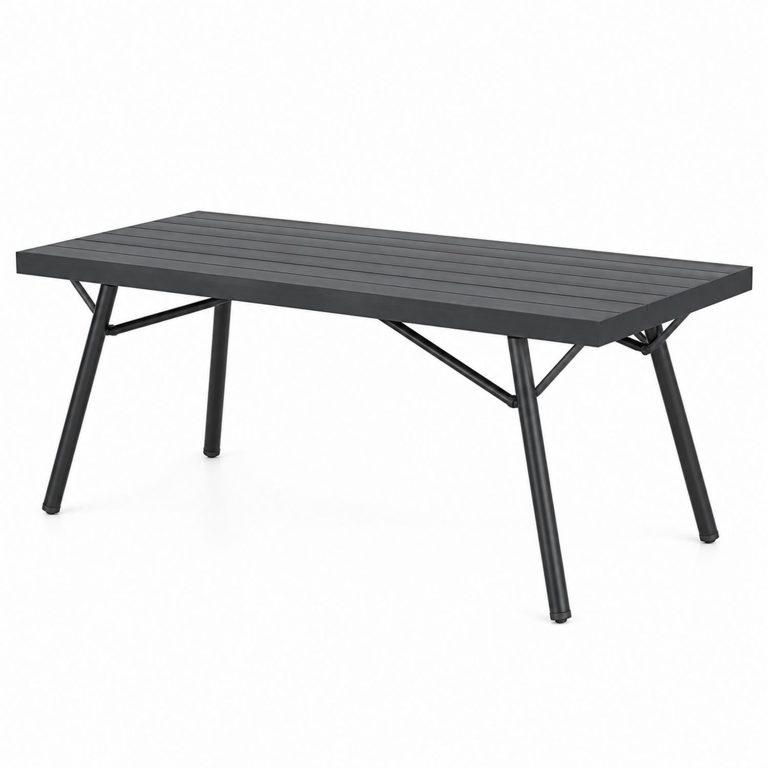 Mesa de comedor de exterior rectangular de aluminio negro