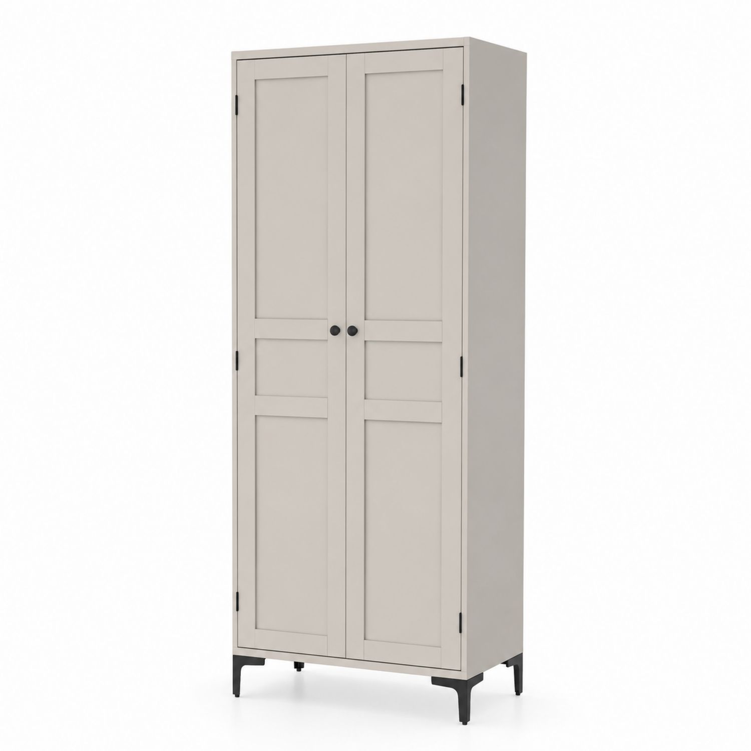 Armario alto de madera con puertas dobles en beige
