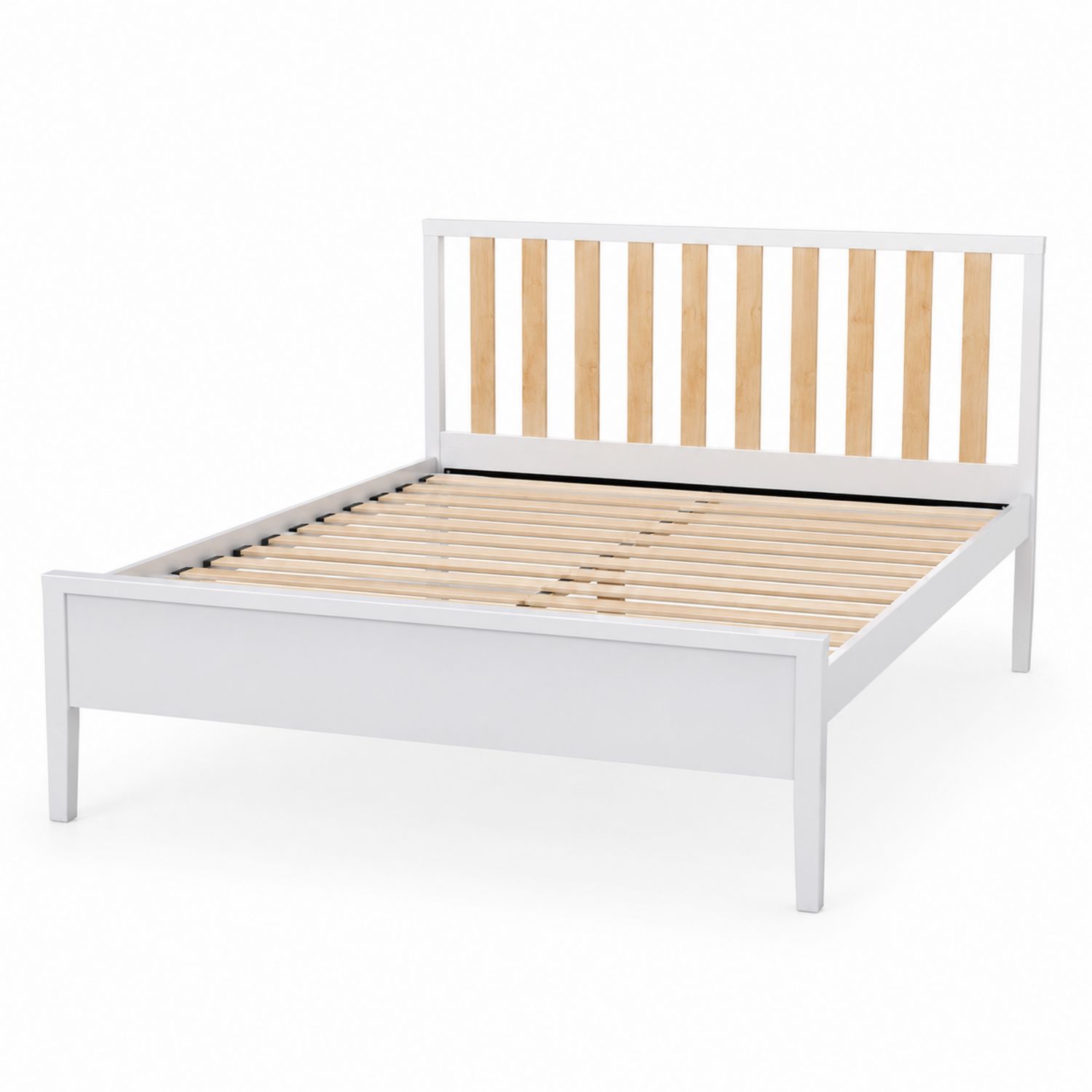 Cama de madera maciza blanca y natural 200x160 cm
