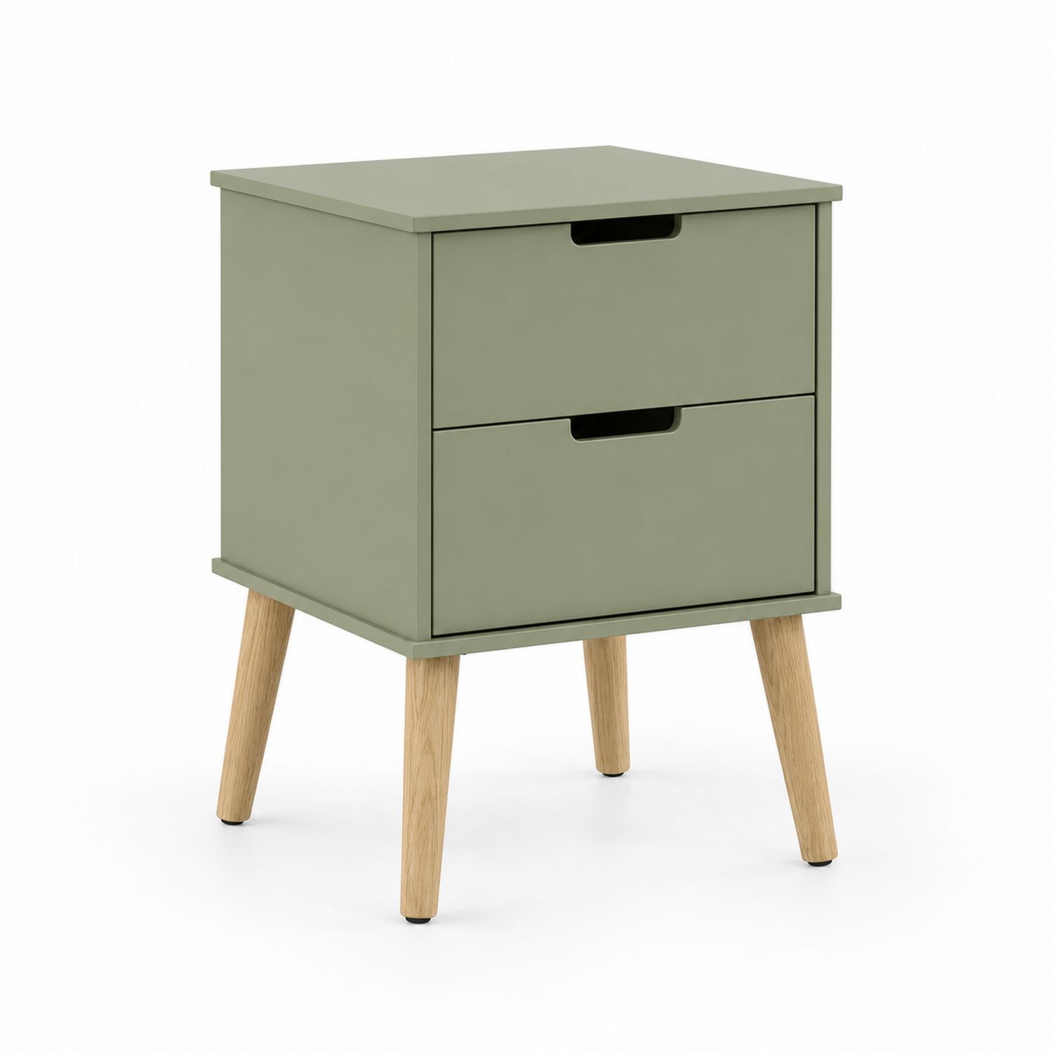 Mesita de Noche de Madera con Cajones en Verde