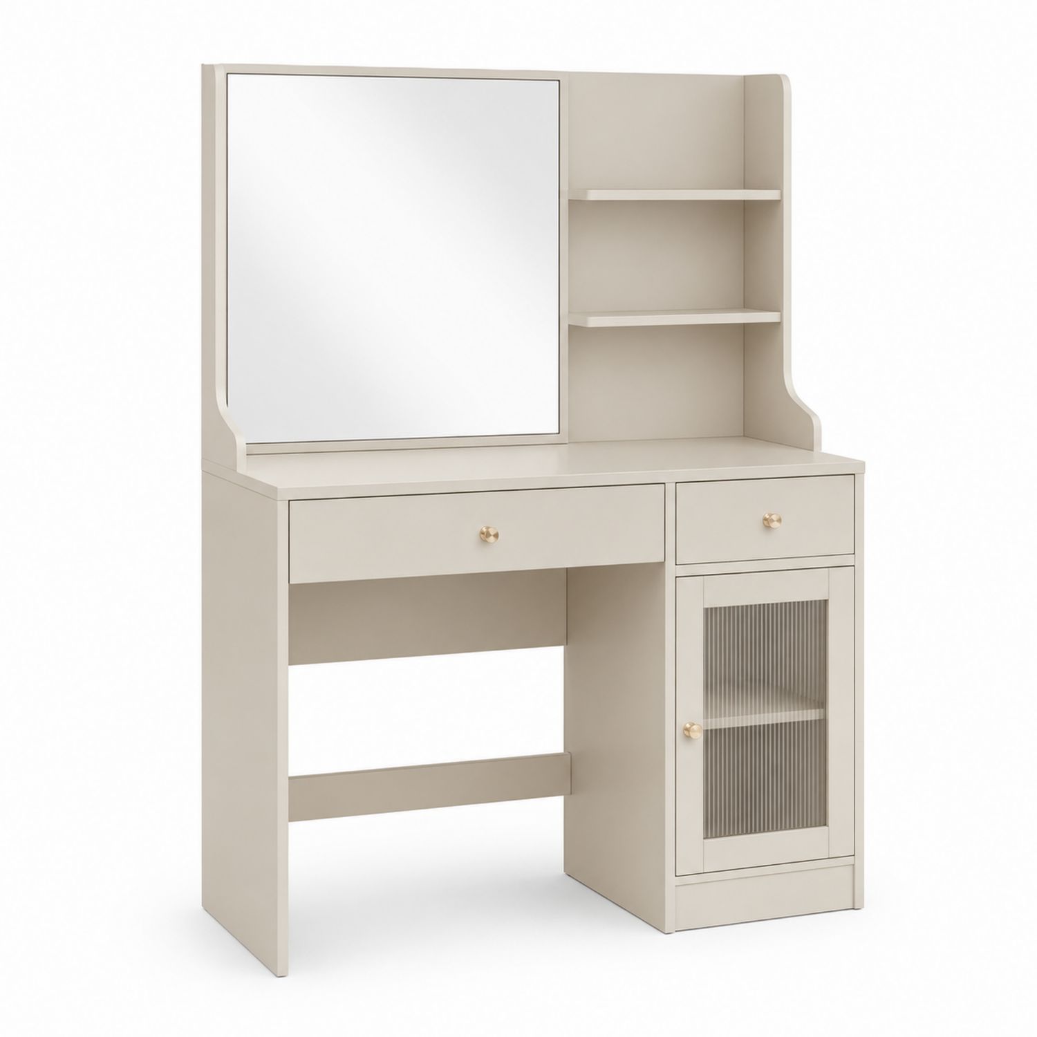 Tocador de madera con espejo y almacenamiento Beige 120x45x135 cm