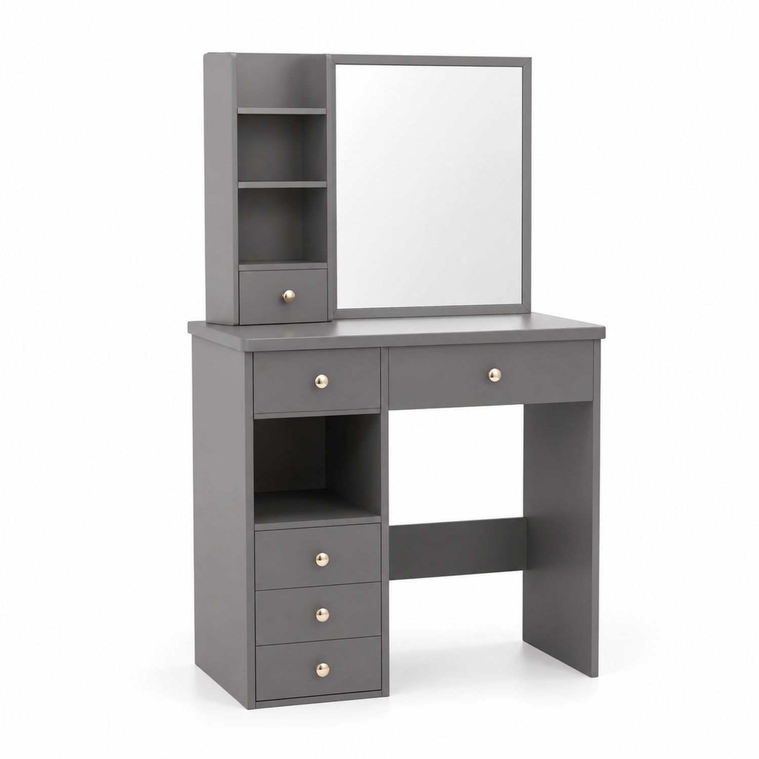 Tocador de MDF con Espejo y Cajones Gris 100x50x140 cm