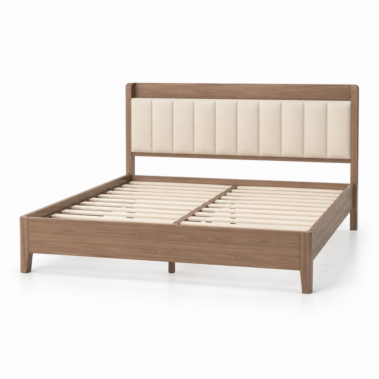 Cama de madera con cabecero tapizado 200x160 cm