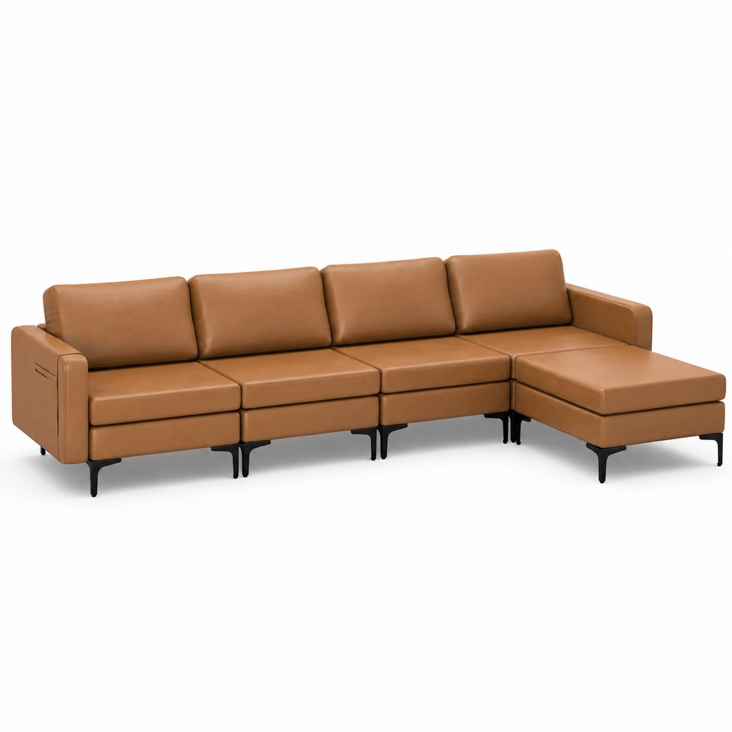Sofá modular esquinero de piel sintética marrón 290 cm