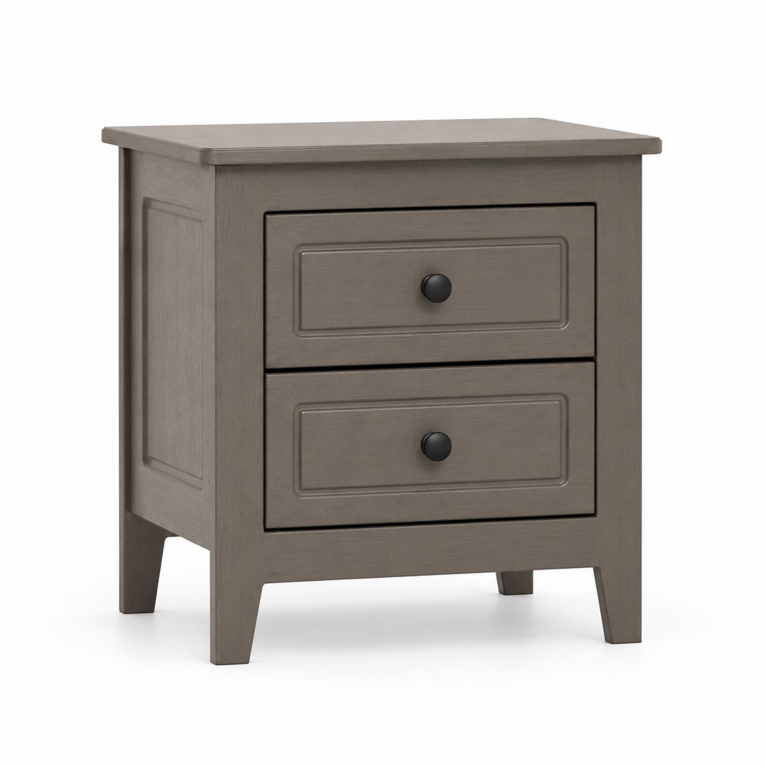 Mesita de Noche de Madera Maciza con 2 Cajones Gris